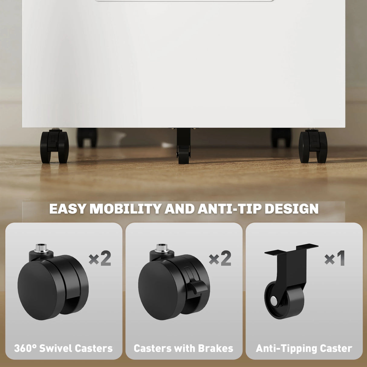 Vinsetto Three-Drawer Steel Filing Cabinet - White