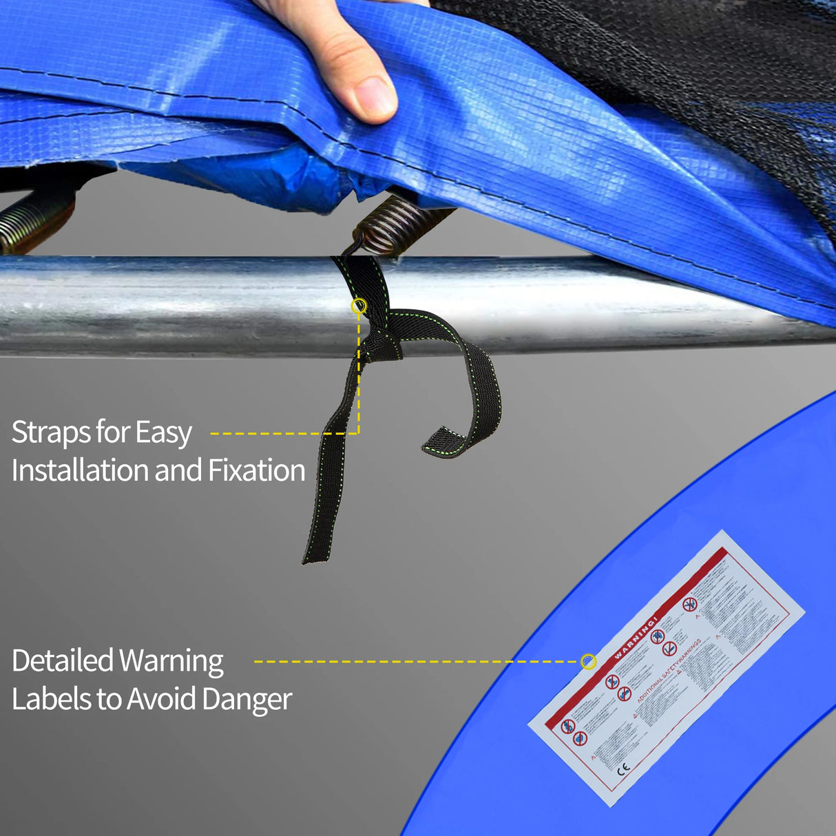 HOMCOM 12ft Trampoline Pad 366cm Trampoline Accessories Surround Pad Thick Foam Pads Padding Replacement Spare- Blue