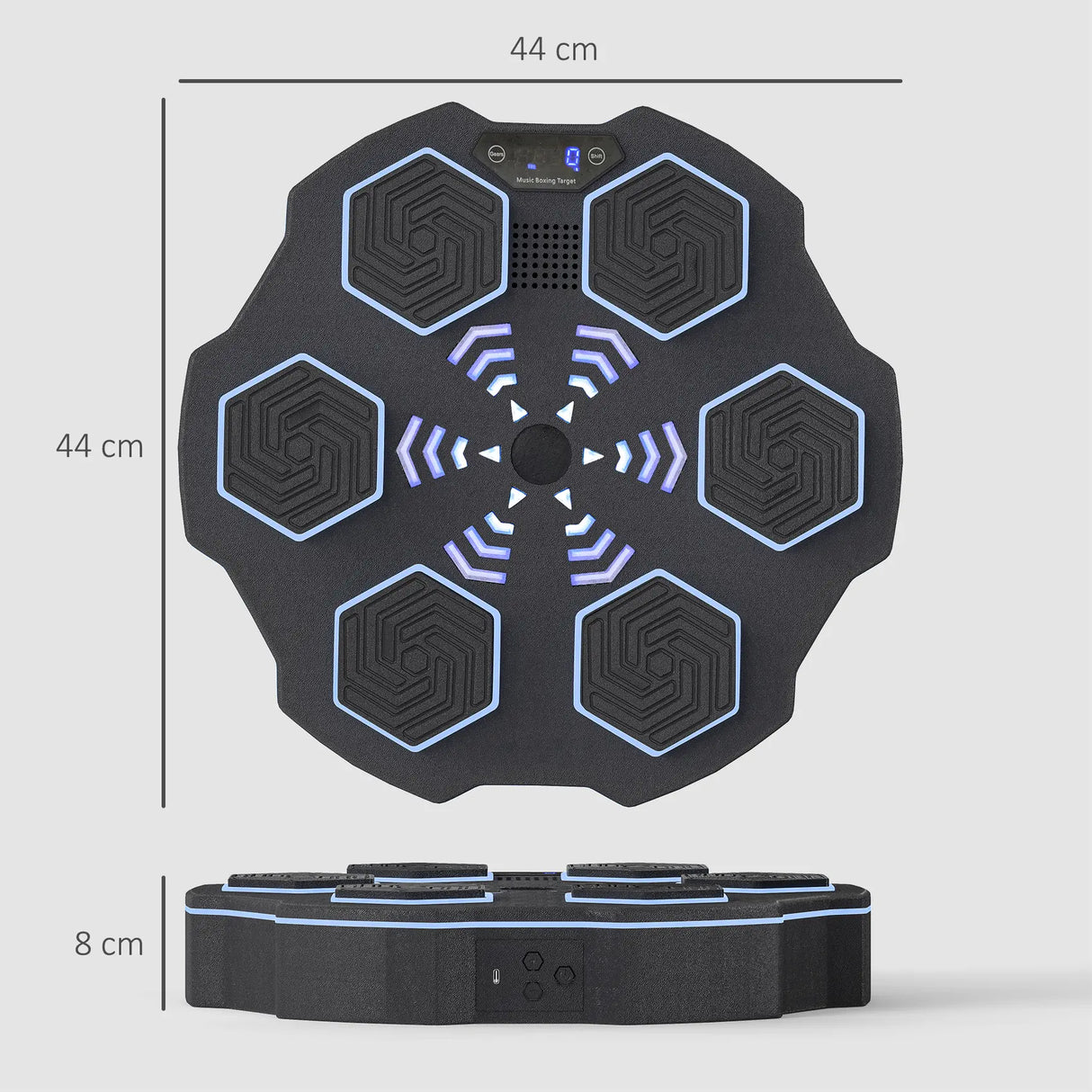 SPORTNOW Music Boxing Machine, Smart Bluetooth Boxing Machine Wall Mounted with 9 Speeds & Modes, LED Lights, Punching Pad for Adults, Black
