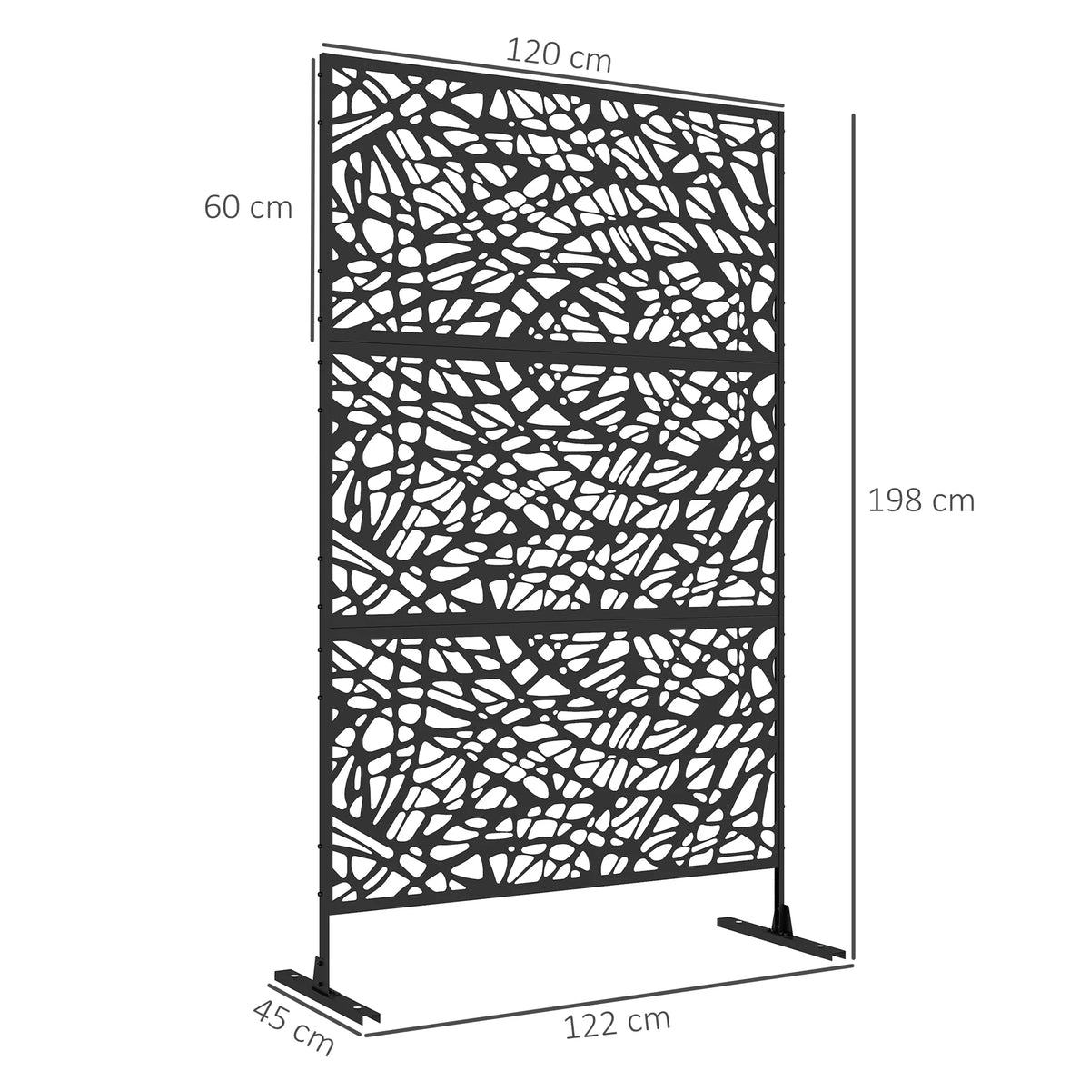 Outsunny Metal Decorative Privacy Screen Outdoor Divider, Black Twisted Lines