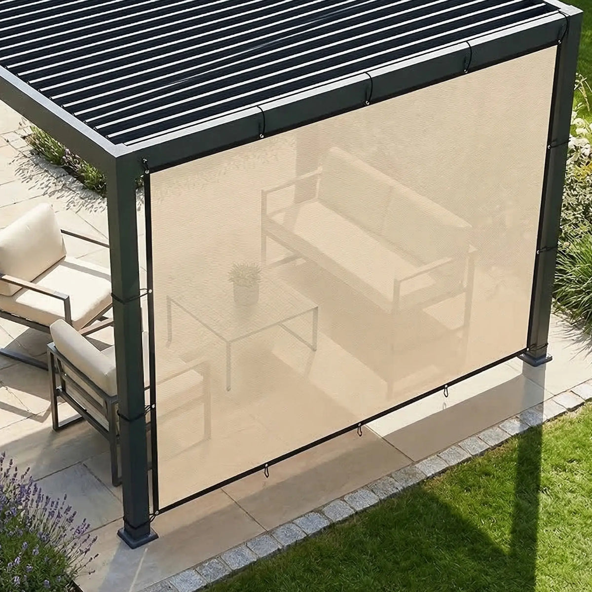 Outsunny Sun Shade Sail UV Protection Canopy with Stainless Steel Eyelets for Patio Garden 3 x 3.6 m Beige