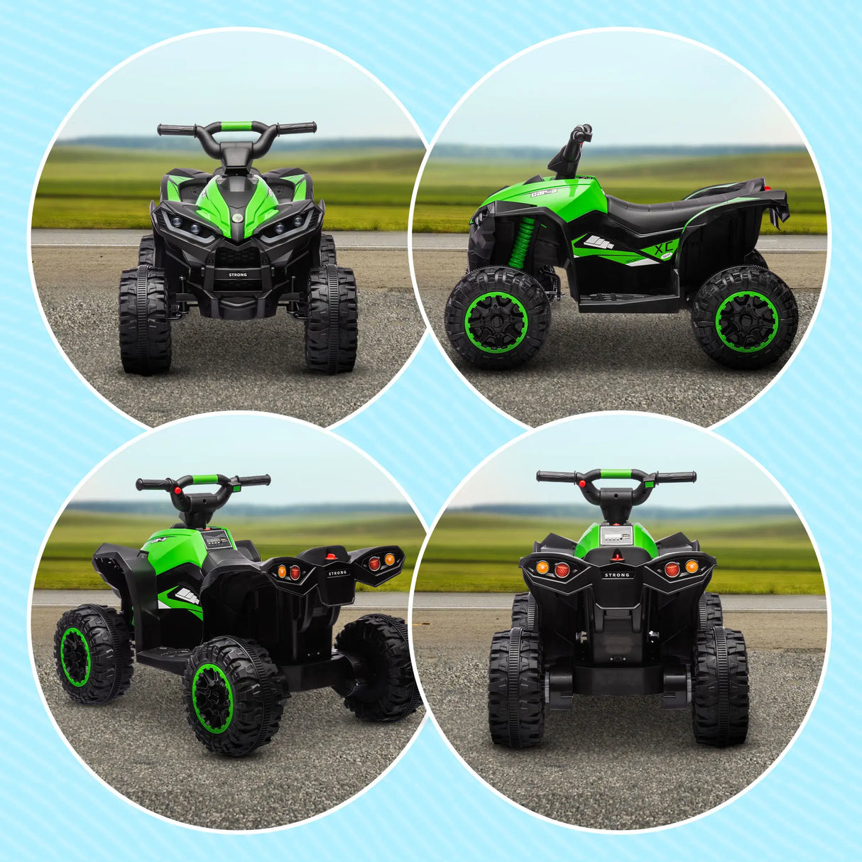 HOMCOM 12V Ride-On Quad Bike, with Music, Horn, LED Lights, for Ages 3-5 Years, Green