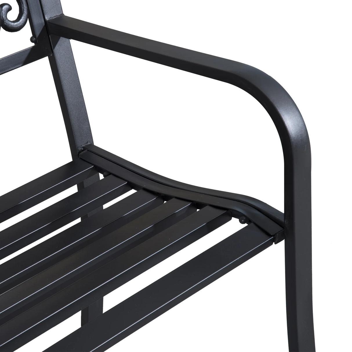 Outsunny 2-Seater Garden Bench, Steel-Black