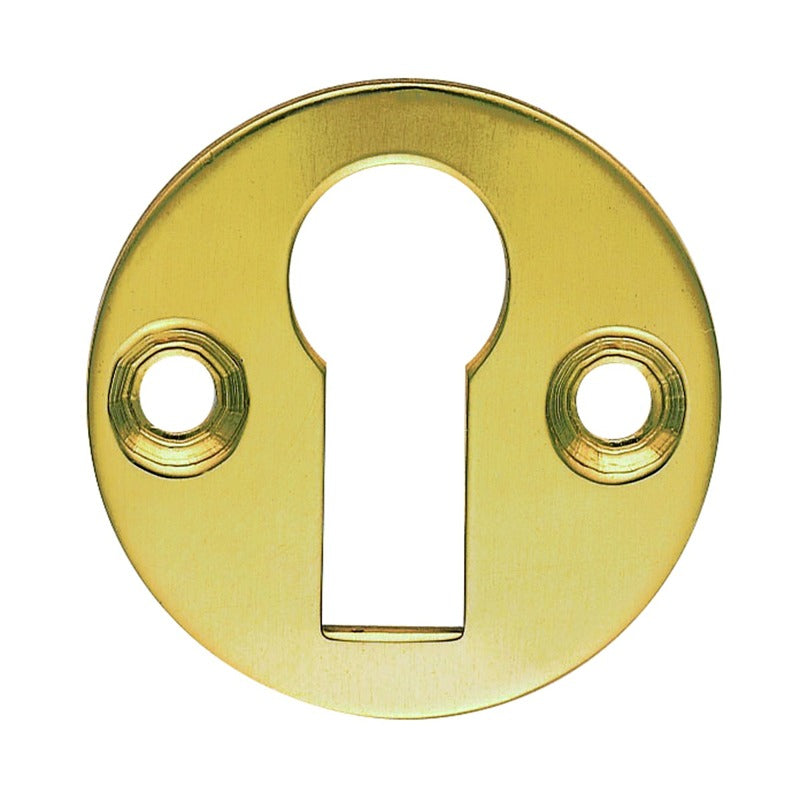 ESCUTCHEON - LOCK PROFILE VICTORIAN ROUND FACE FIX - POLISHED BRASS - 32MM - EACH