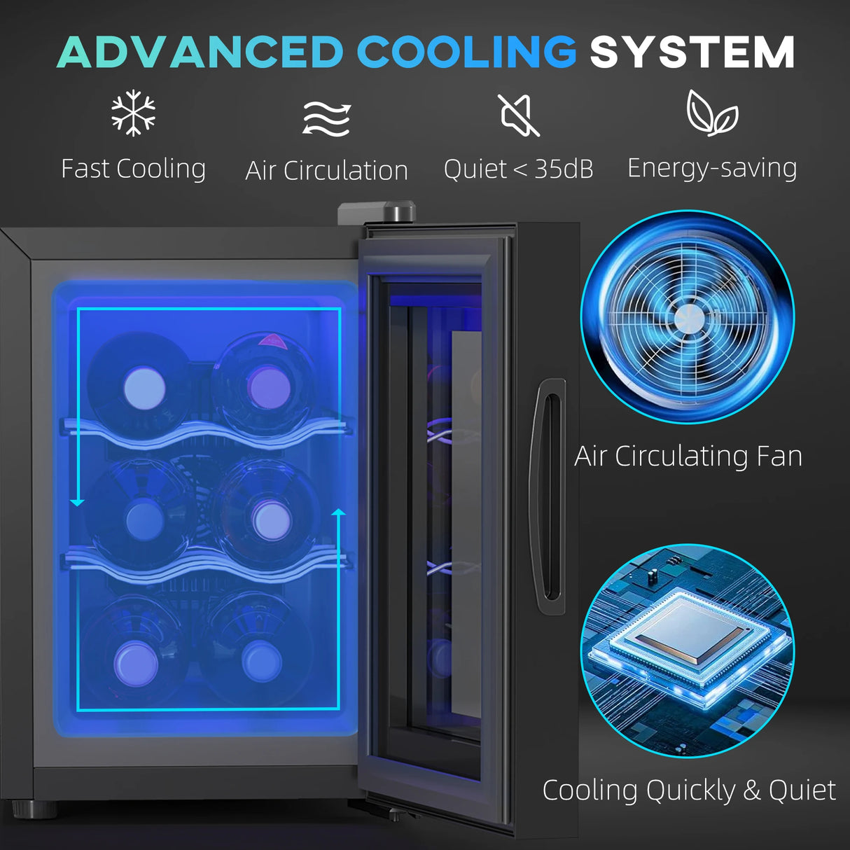 HOMCOM Six Bottle 8-18 Countertop Wine Fridge - Black