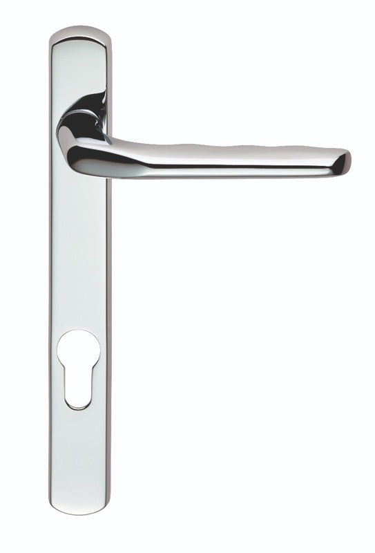 STRAIGHT LEVER ON NARROWPLATE - LOCK EURO PROFILE (92MM C/C) CO1 CRO (POLISHED CHROME) - POLISHED CHROME - 208MM X 26MM - PAIR