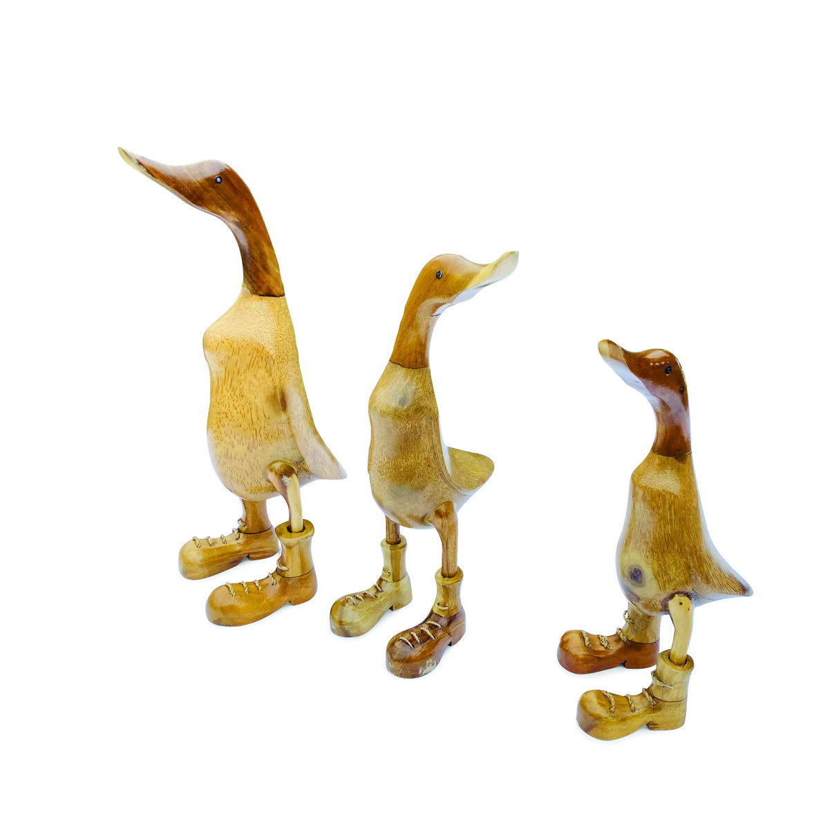 WOODEN DUCK IN BOOTS SET OF 3