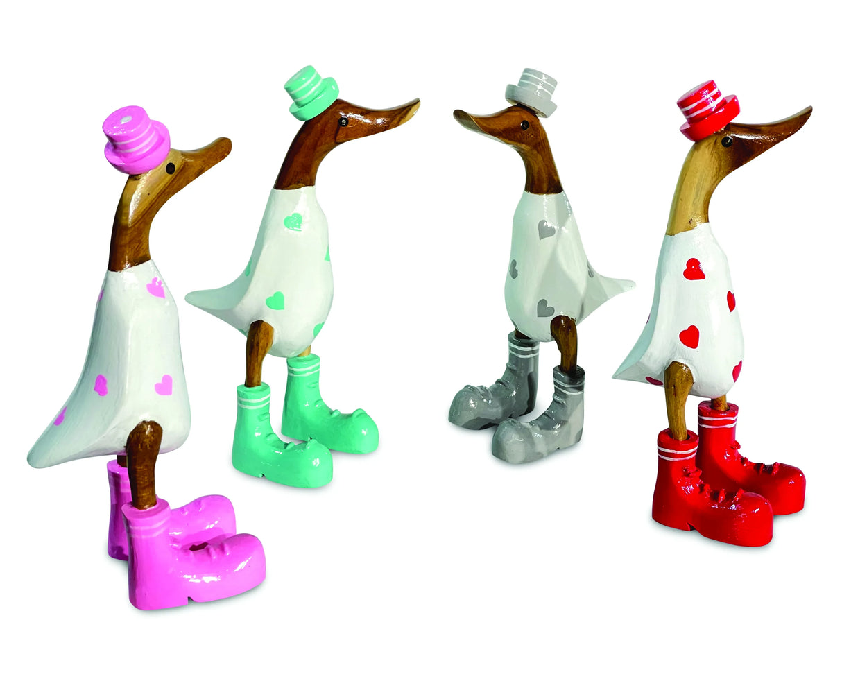 DUCK WITH HEART PRINT 28CM (RANDOM COLOURS)