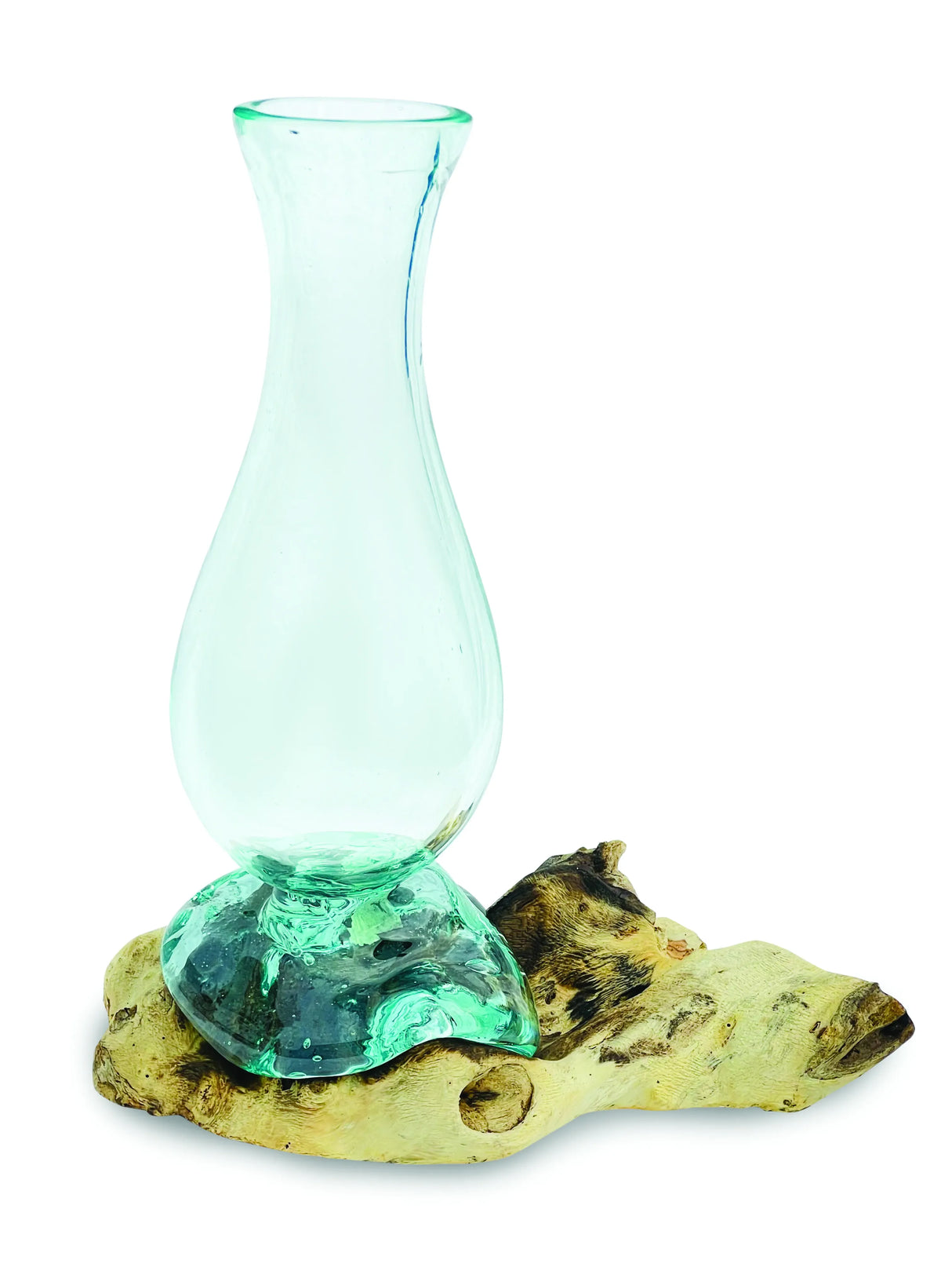 DRIFTWOOD WITH MOLTEN GLASS VASE 33CM