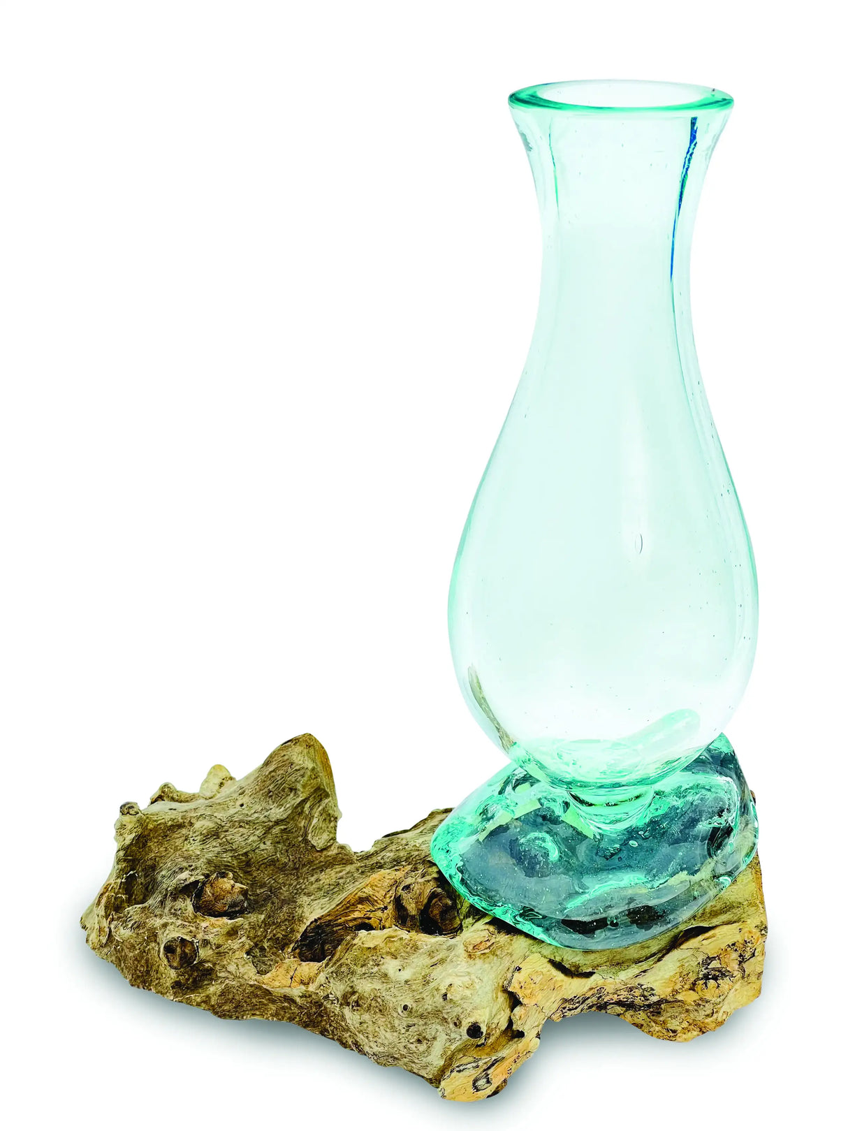 DRIFTWOOD WITH MOLTEN GLASS VASE 33CM
