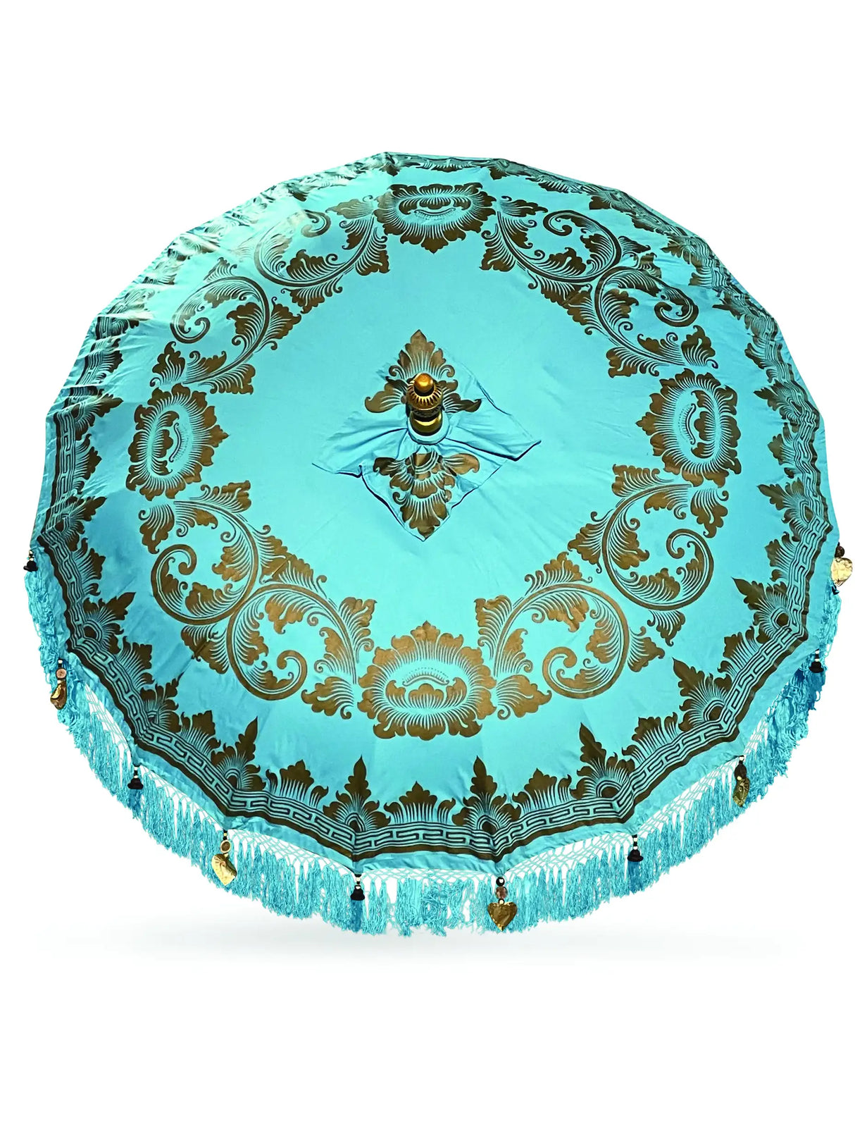 BALI SUN PARASOL BLUE AND GOLD 2M (WITH POLE JOINT)