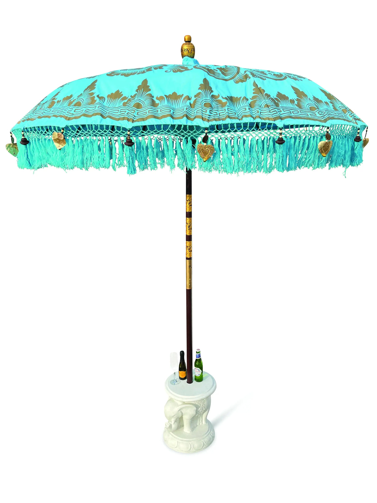 BALI ELEPHANT PARASOL BASE WITH DRINKS TABLE