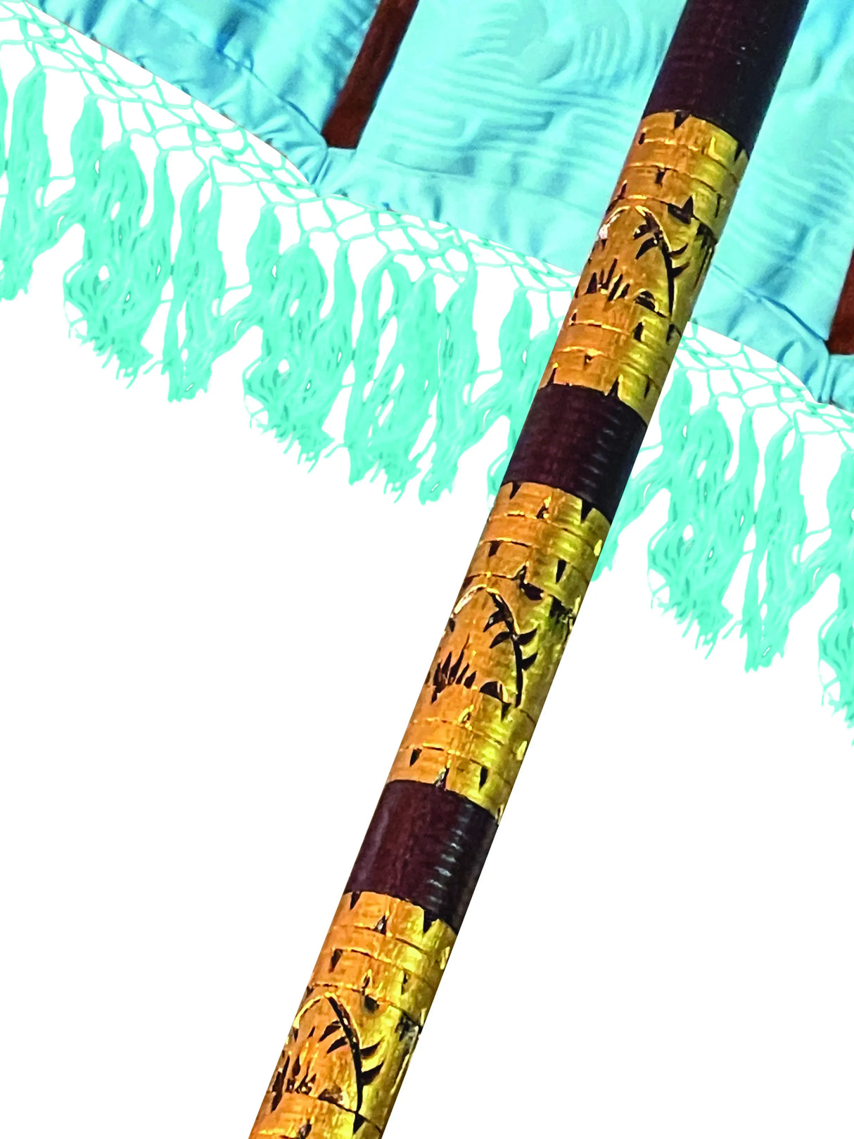 BALI SUN PARASOL BLUE AND GOLD LARGE 2.5M (WITH POLE JOINT)