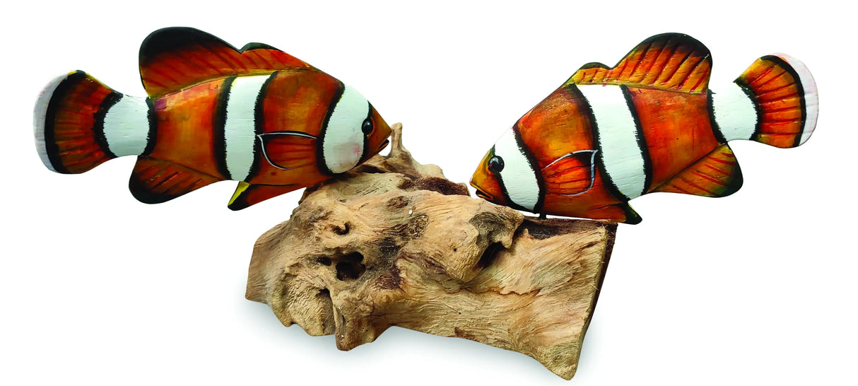 2 NEMO CLOWNFISH ON DRIFTWOOD