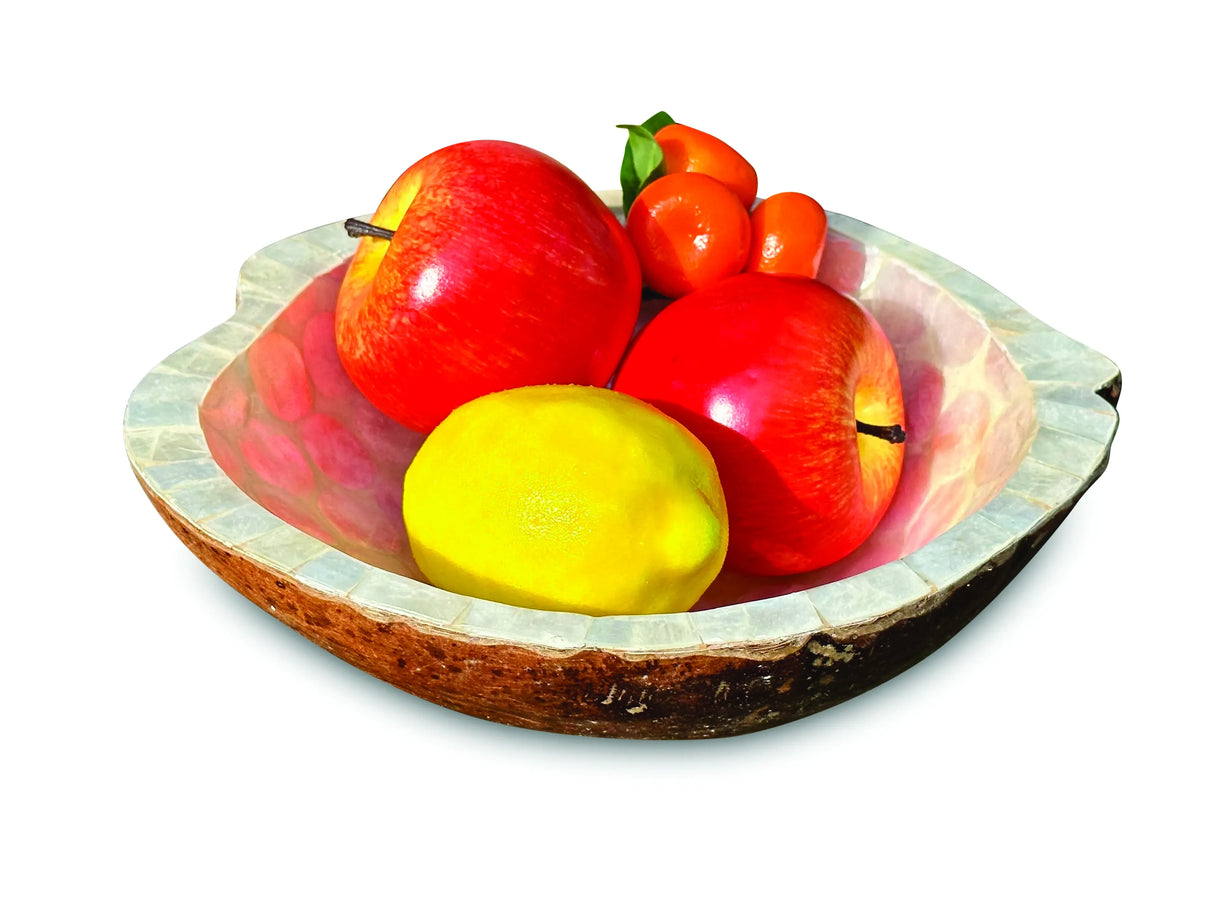 PEARL INLAY COCONUT SHELL BOWL WHITE