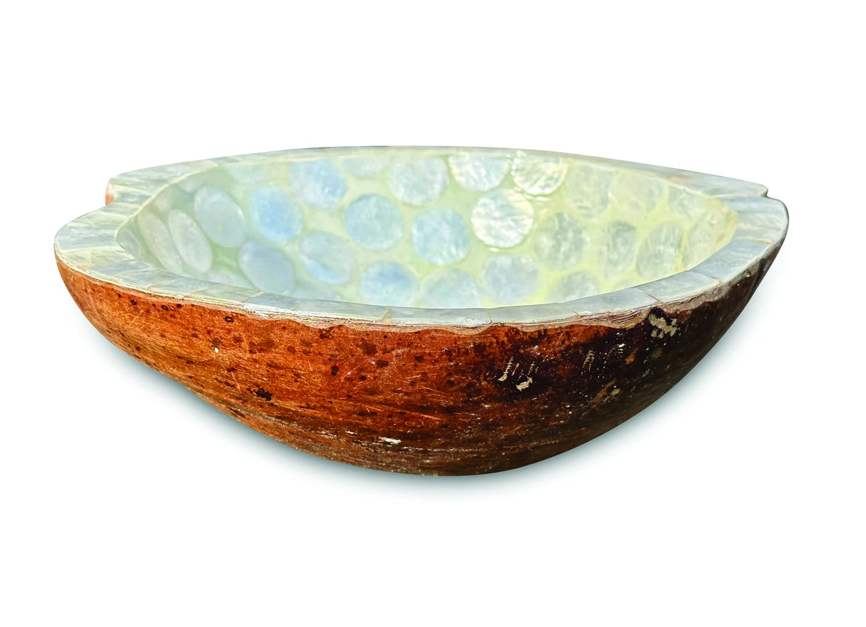 PEARL INLAY COCONUT SHELL BOWL WHITE