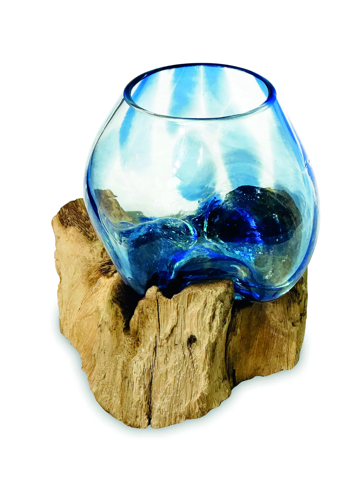 ROOT WITH BLUE MOTTLED GLASS BOWL EXTRA SMALL