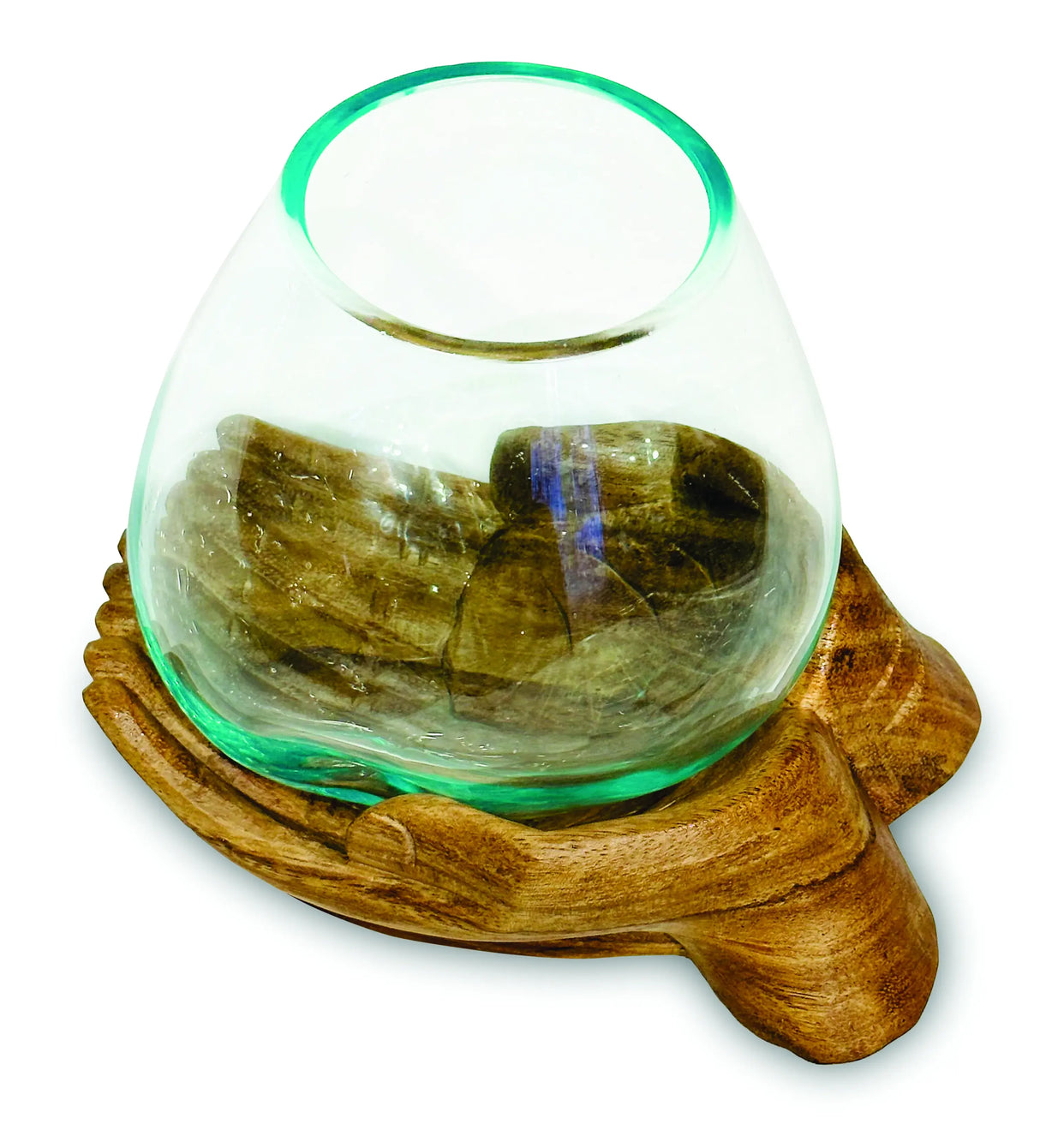 DOUBLE HAND OF HOPE WITH MOLTEN GLASS BOWL