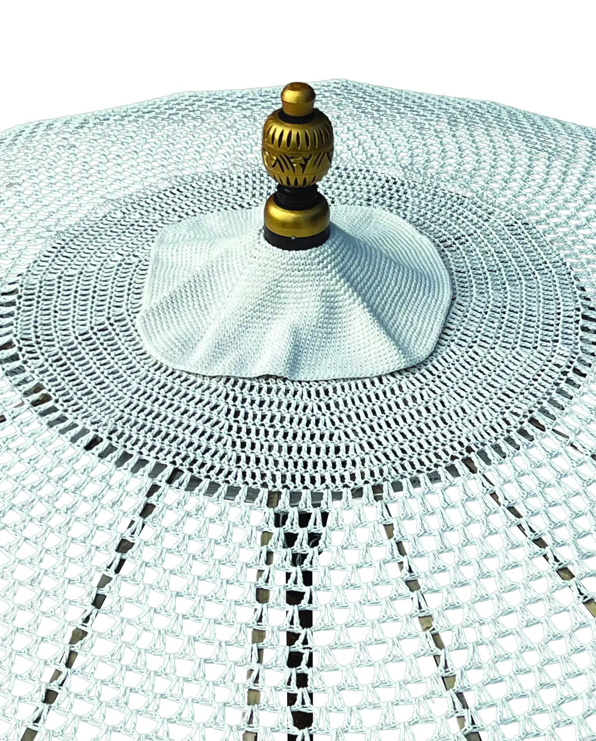 BALI WHITE MACRAM SUN PARASOL 2M (with screw pole fitting)