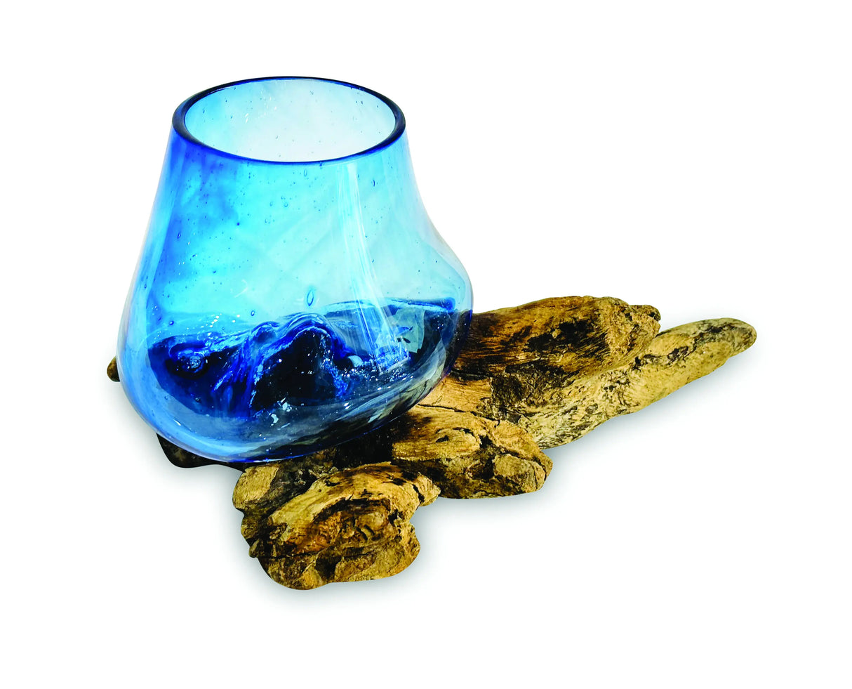 ROOT WITH BLUE TINTED GLASS BOWL TINY
