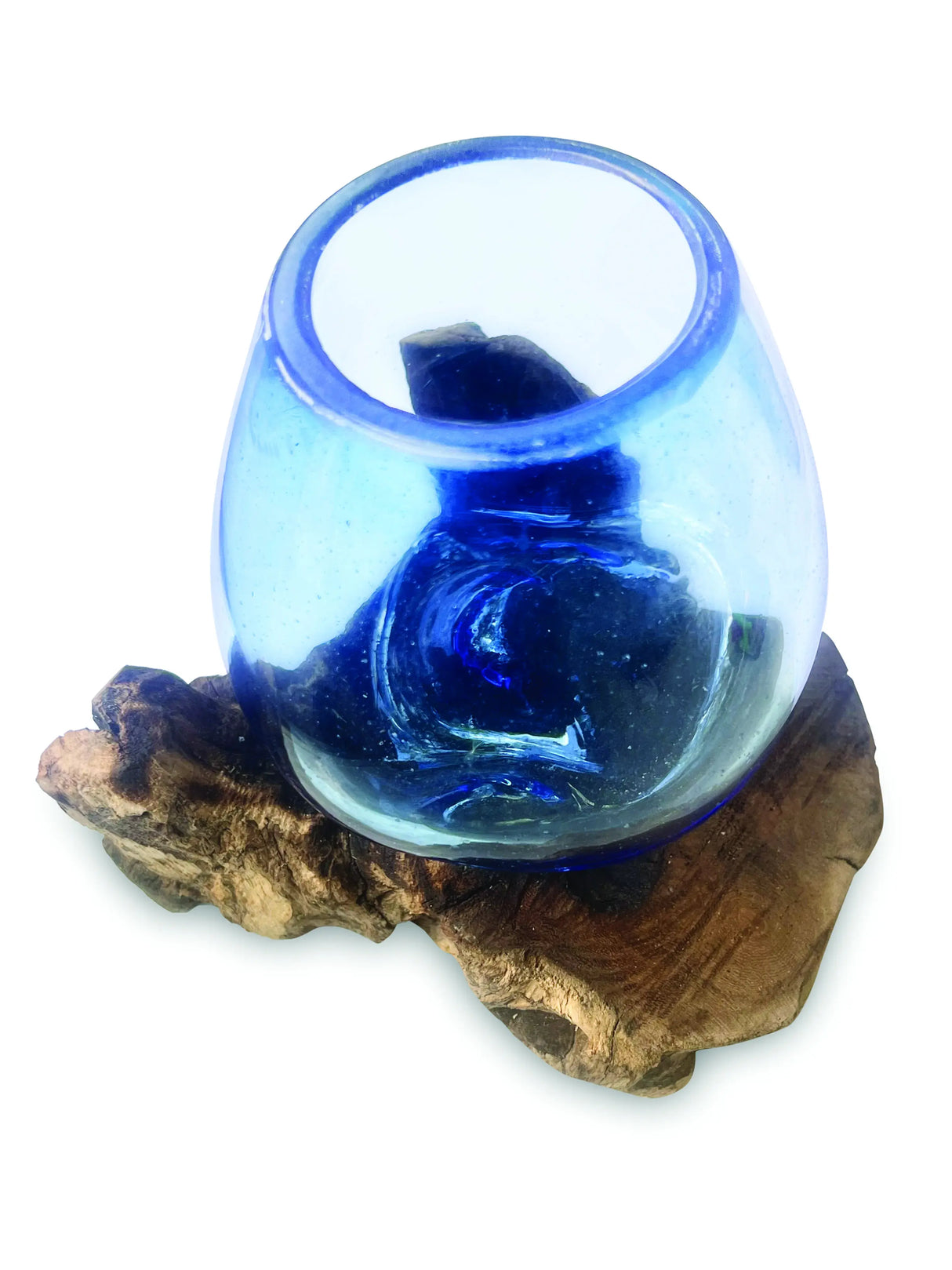 ROOT WITH BLUE TINTED GLASS BOWL TINY