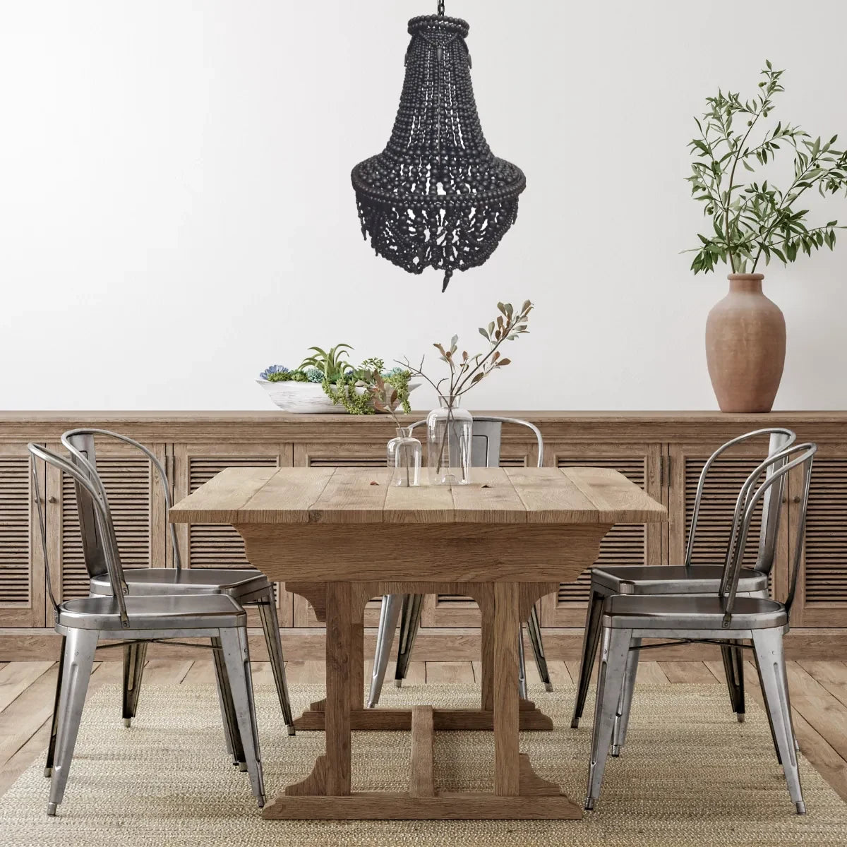 ARTISAN BEADED LAMPSHADE 50X50X65CM BALI BLACK