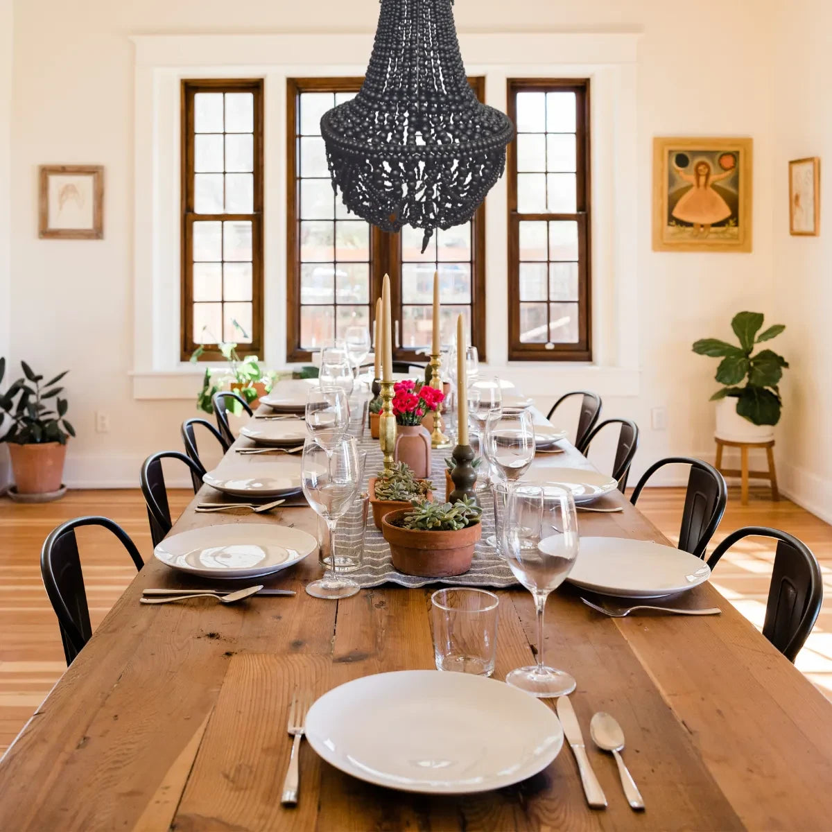 ARTISAN BEADED LAMPSHADE 50X50X65CM BALI BLACK