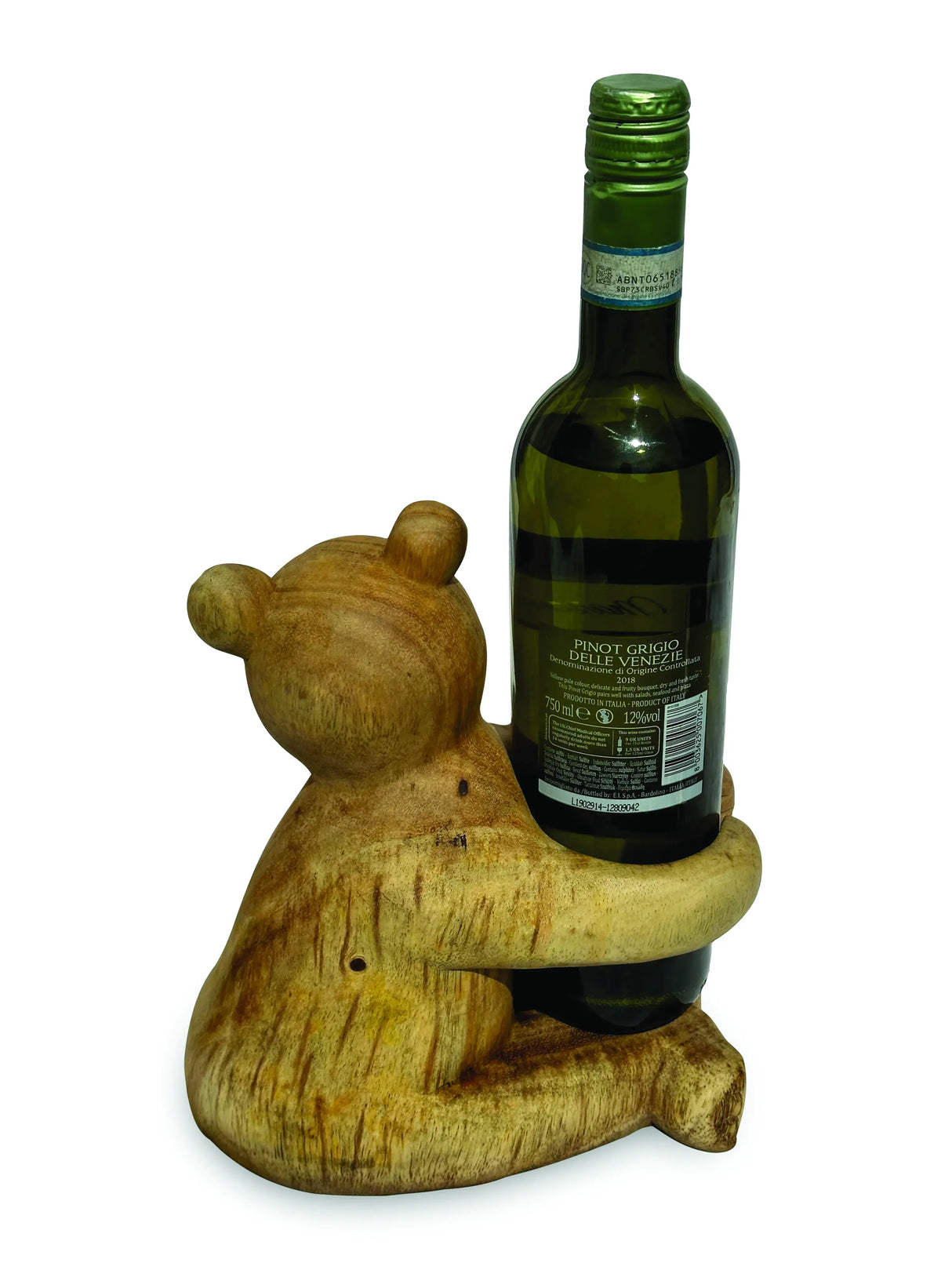 CARVED TEDDY BEAR BOTTLE HOLDER (MAX BOTTLE DIAMETER 75MM)