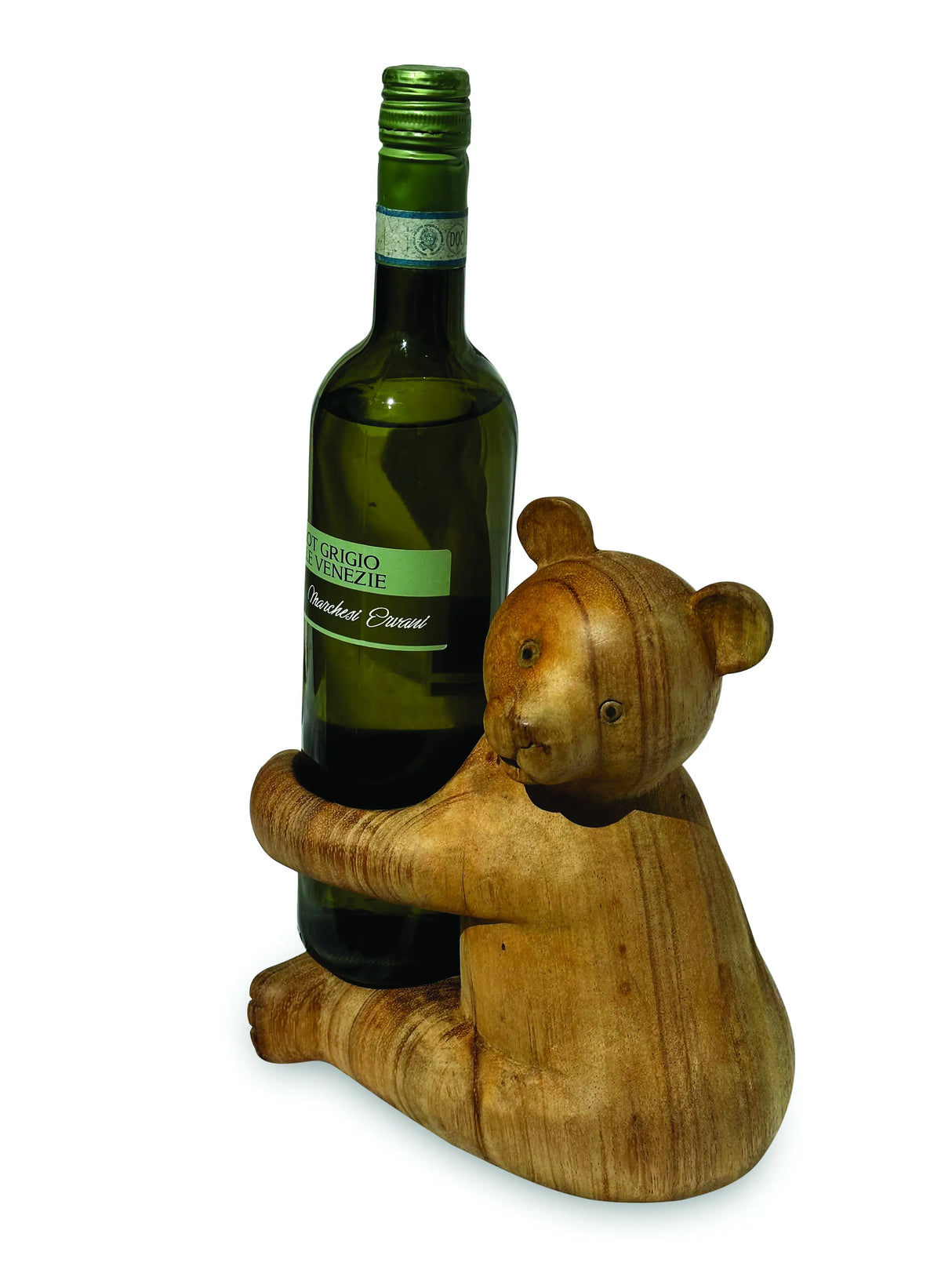 CARVED TEDDY BEAR BOTTLE HOLDER (MAX BOTTLE DIAMETER 75MM)