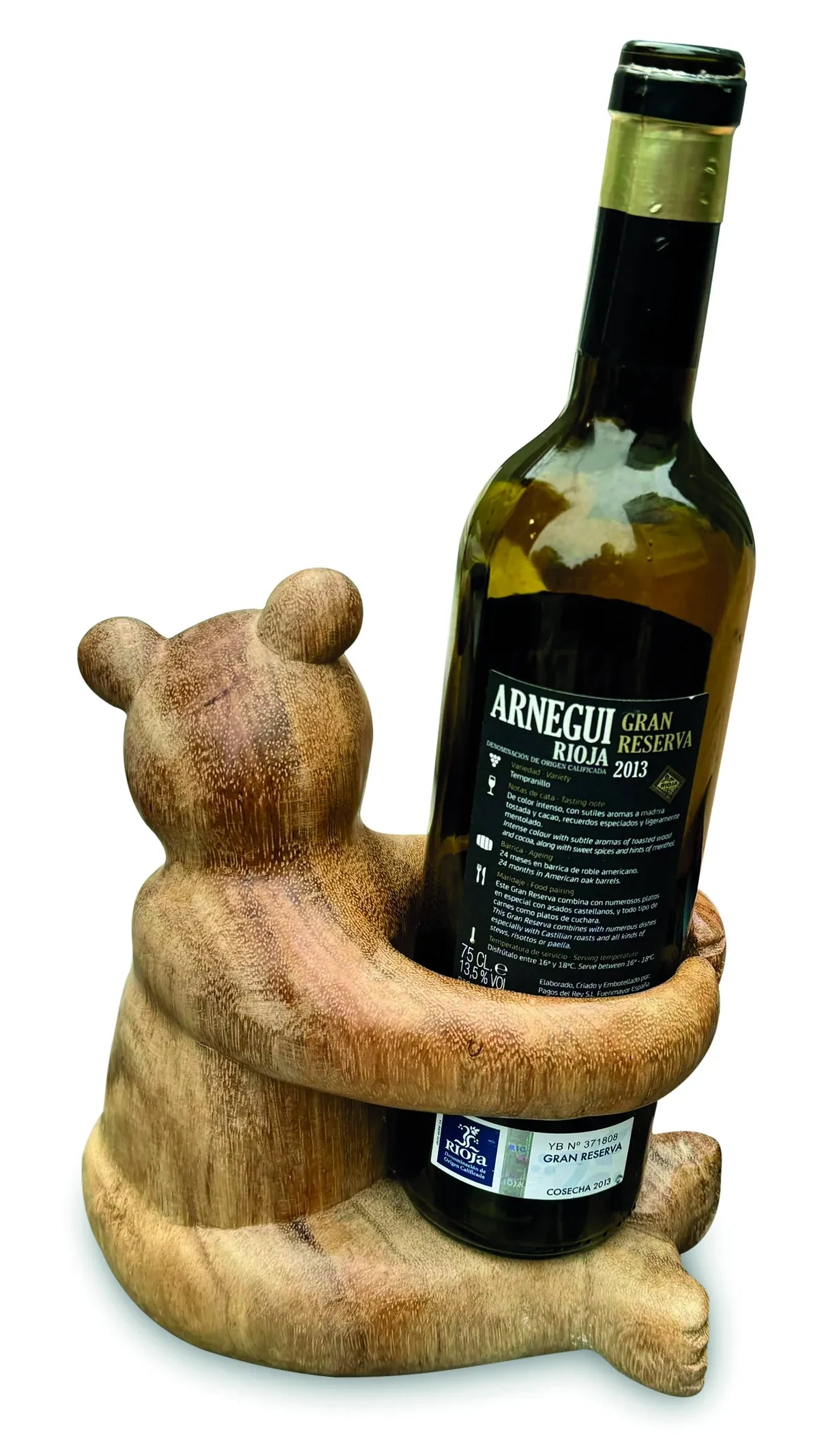 CARVED TEDDY BEAR BOTTLE HOLDER (MAX BOTTLE DIAMETER 75MM)