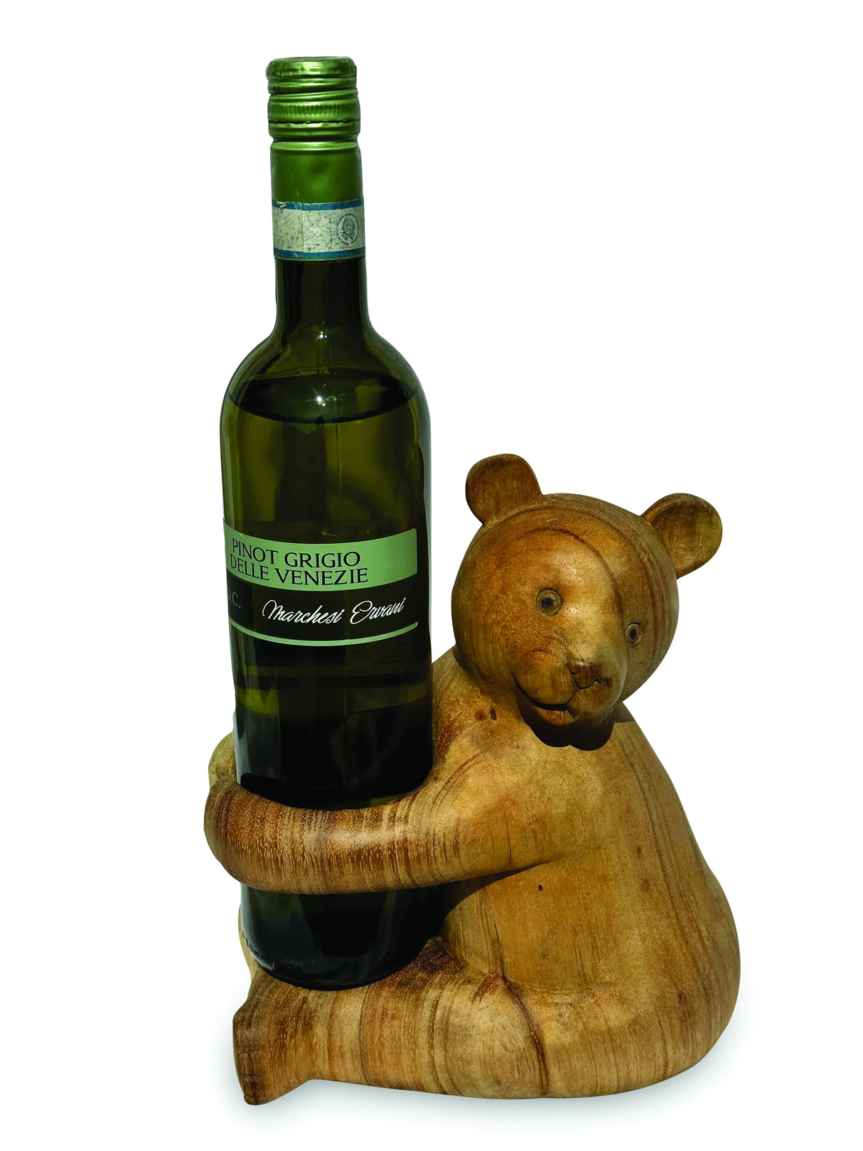 CARVED TEDDY BEAR BOTTLE HOLDER (MAX BOTTLE DIAMETER 75MM)