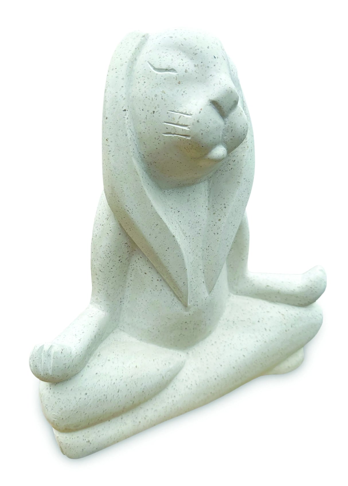 TERRAZO STONE YOGA BUNNY LOTUS POSE STATUE 30CM