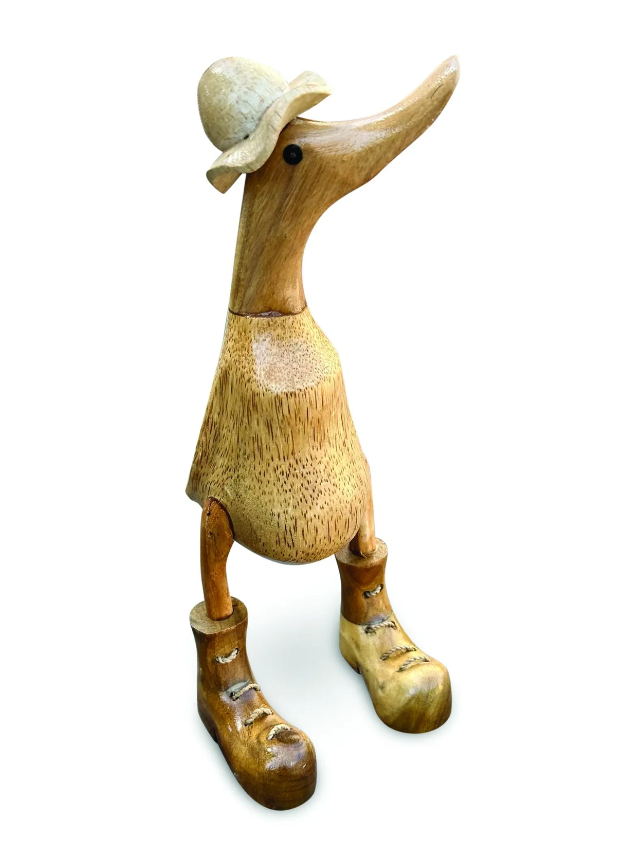 NATURAL DUCK WITH FRILLY HAT AND BOOTS 25CM