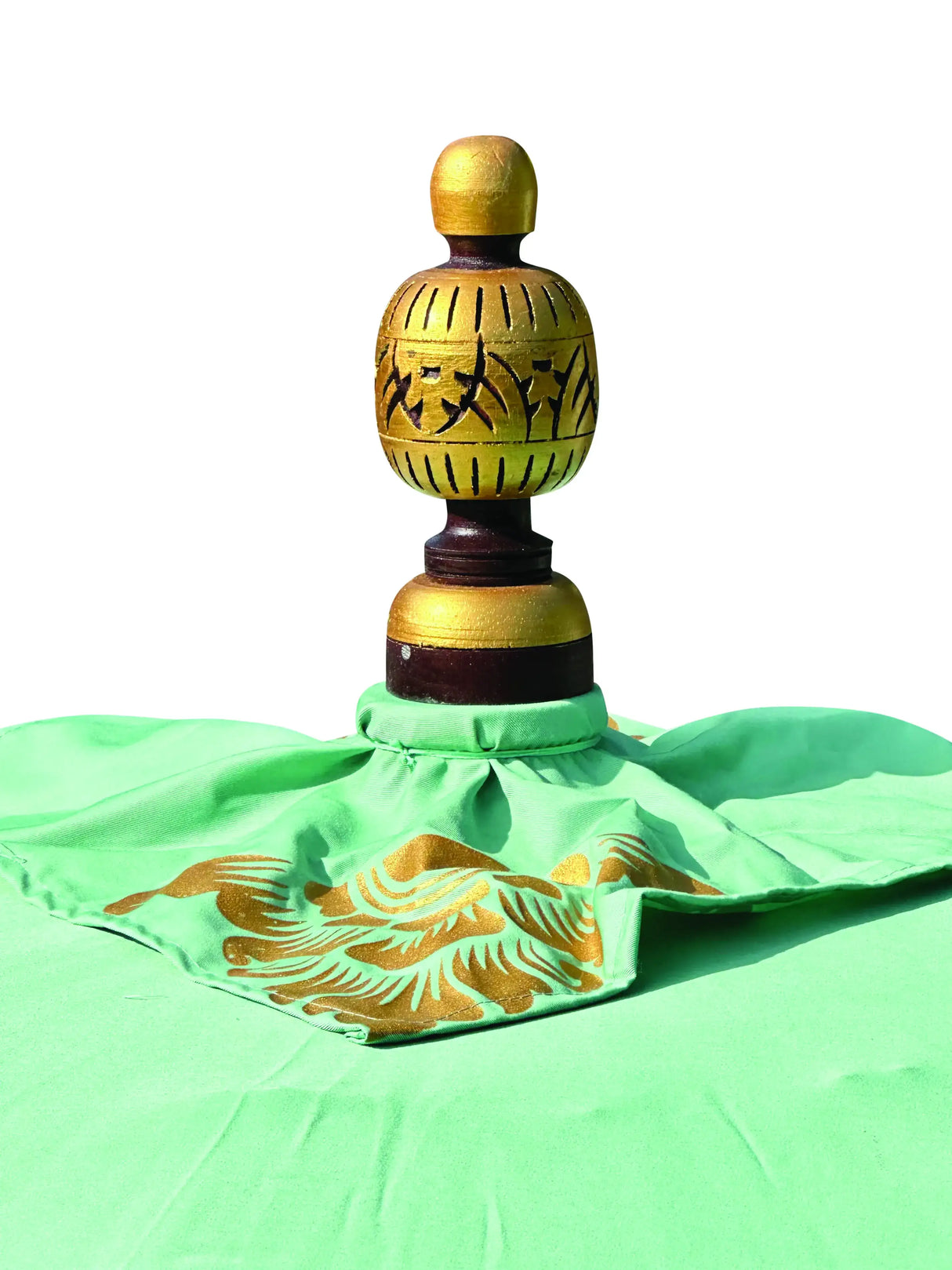 BALI SUN PARASOL MINT GREEN WITH PINK CANDY FRINGE 2M (WITH POLE JOINT)