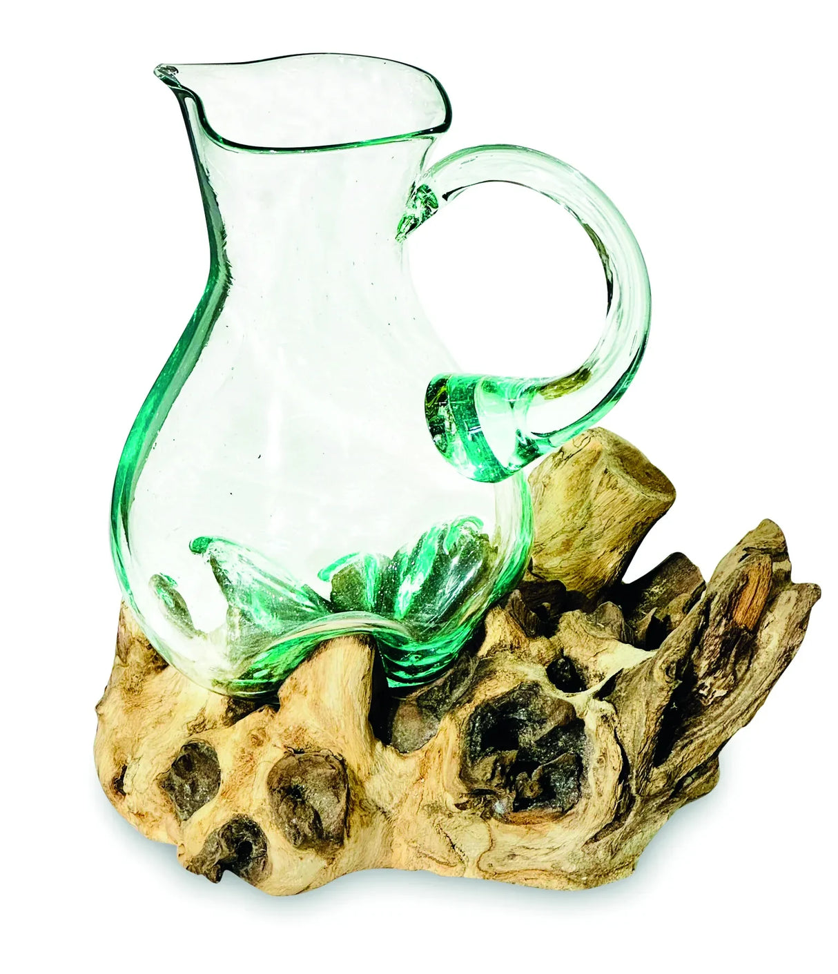 ROOT WITH MOLTEN GLASS JUG LARGE 27CM