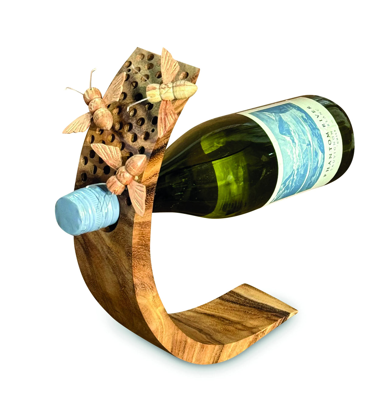 BEE HOTEL WOODEN BALANCE WINE BOTTLE HOLDER
