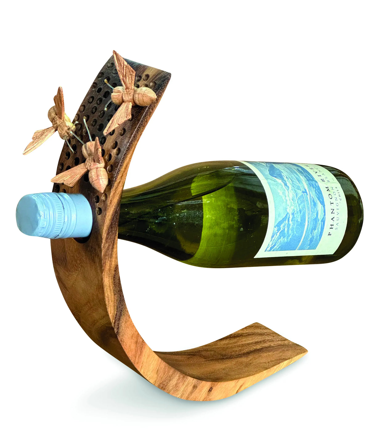 BEE HOTEL WOODEN BALANCE WINE BOTTLE HOLDER