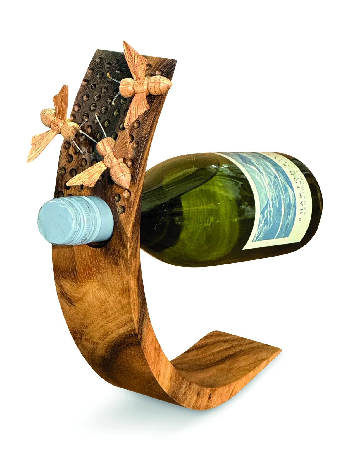 BEE HOTEL WOODEN BALANCE WINE BOTTLE HOLDER