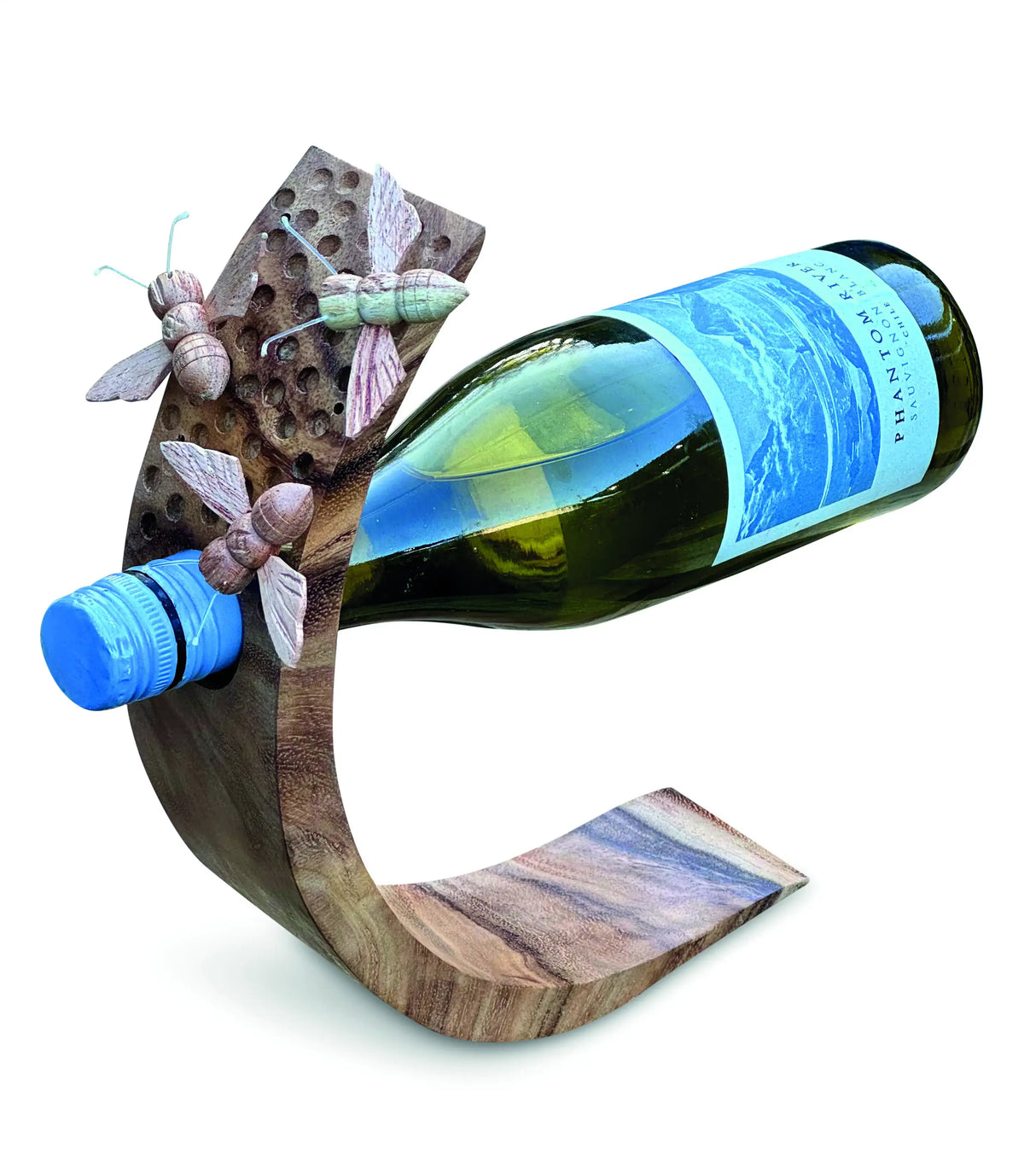 BEE HOTEL WOODEN BALANCE WINE BOTTLE HOLDER