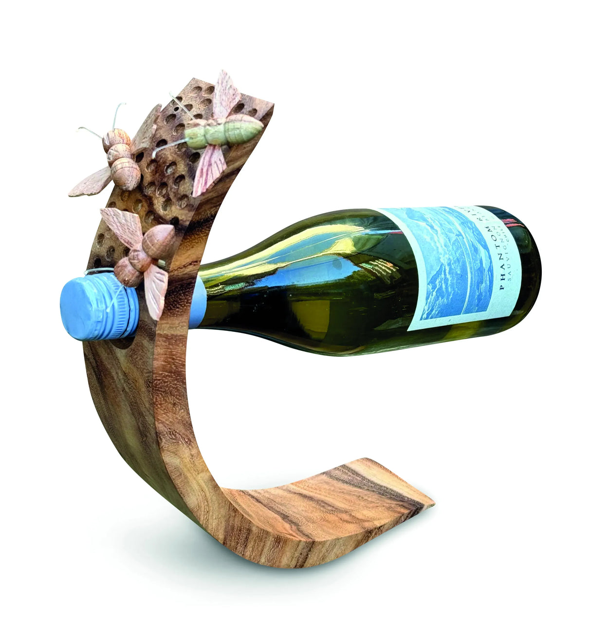 BEE HOTEL WOODEN BALANCE WINE BOTTLE HOLDER