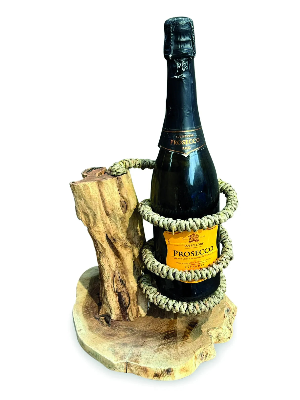 DRIFTWOOD & ROPE WINE HOLDER STANDING
