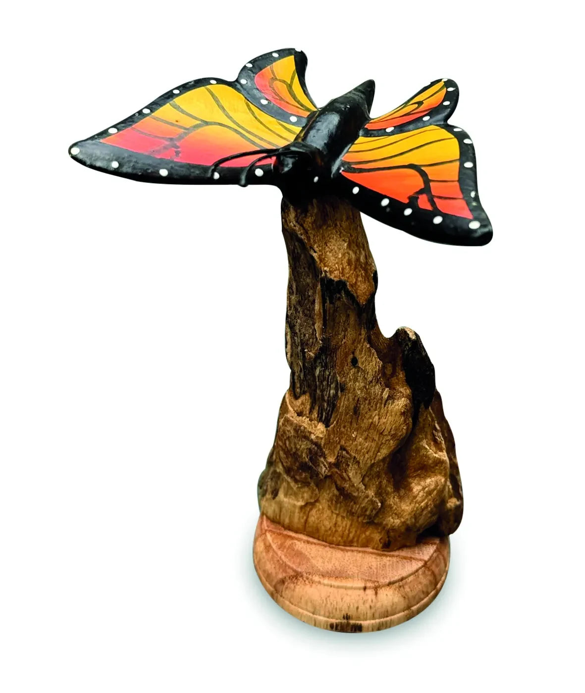 SINGLE MONARCH BUTTERFLY ON DRIFTWOOD 12cm H