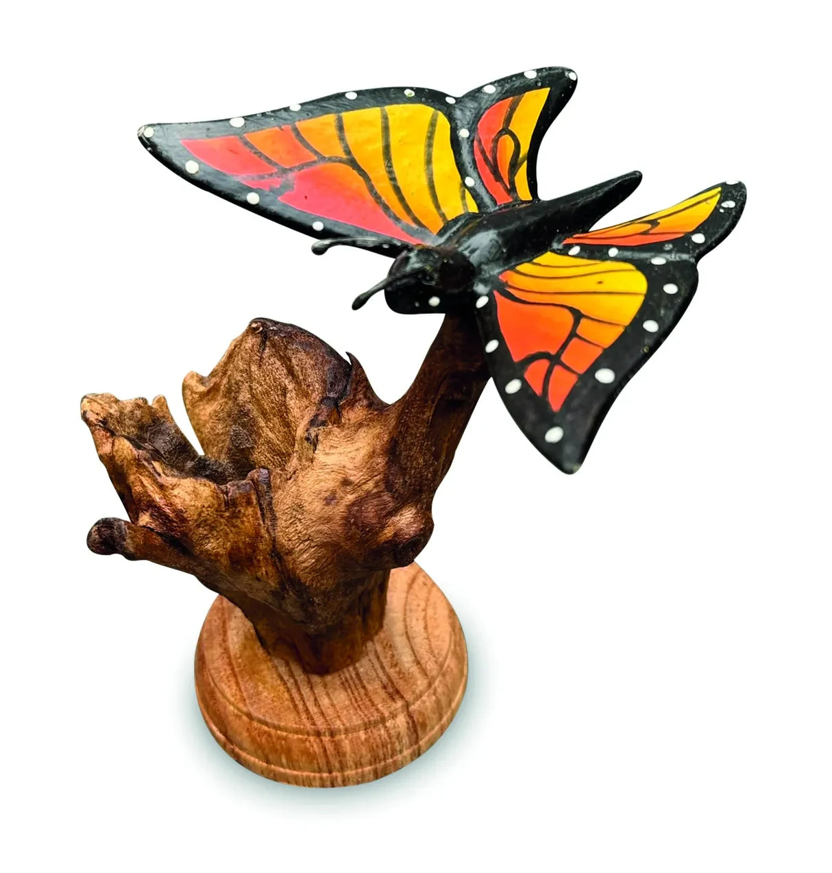 SINGLE MONARCH BUTTERFLY ON DRIFTWOOD 12cm H