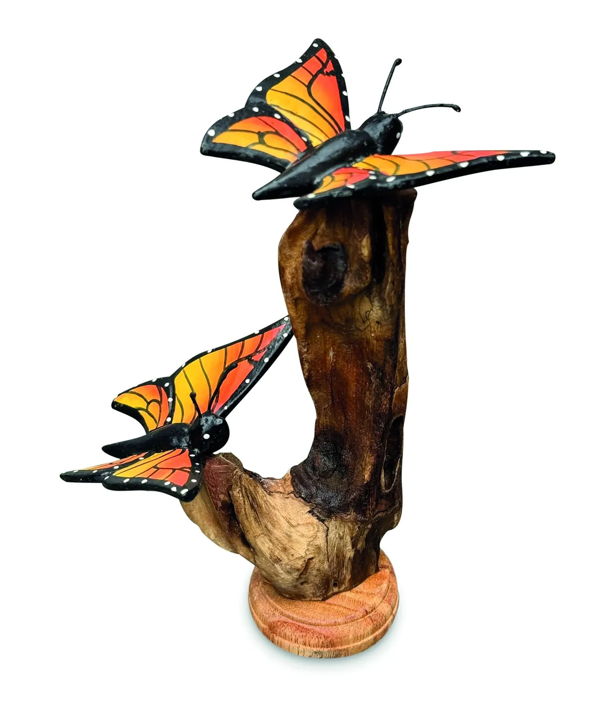 DOUBLE MONARCH BUTTERFLY ON DRIFTWOOD 17cm H
