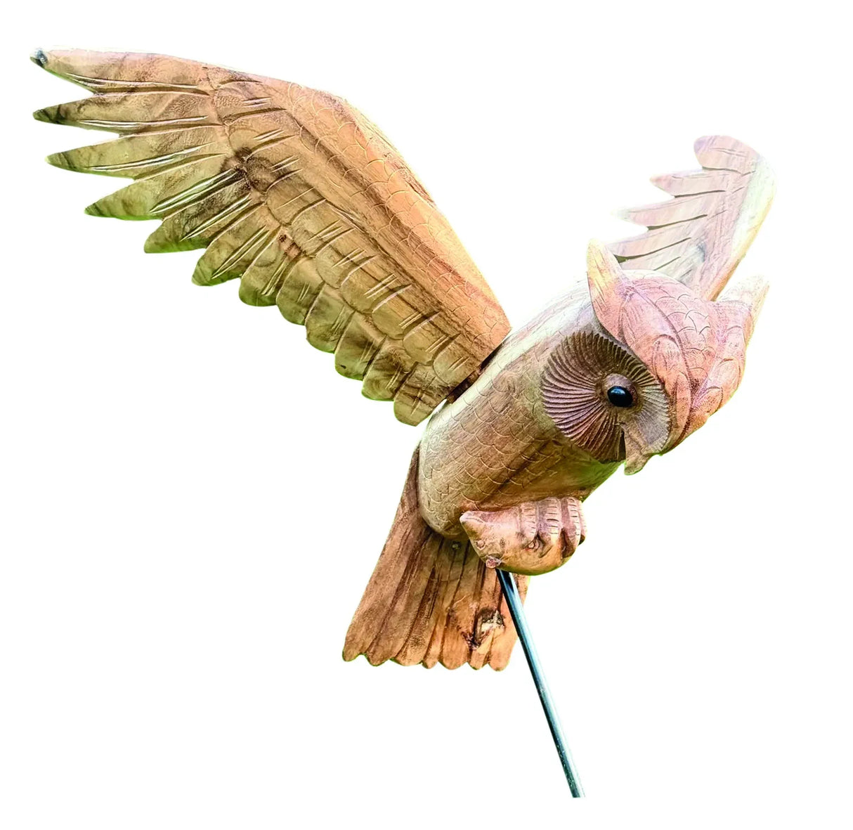 HAND CARVED SWOOPING EAGLE OWL