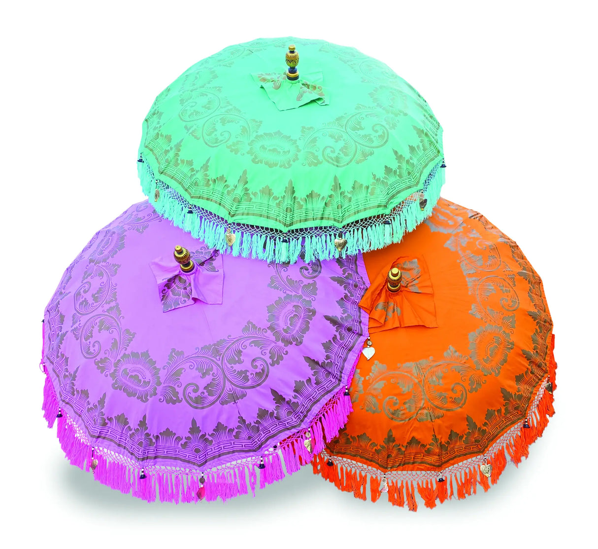 BALI SUN PARASOL PINK AND GOLD 2M (WITH POLE JOINT)