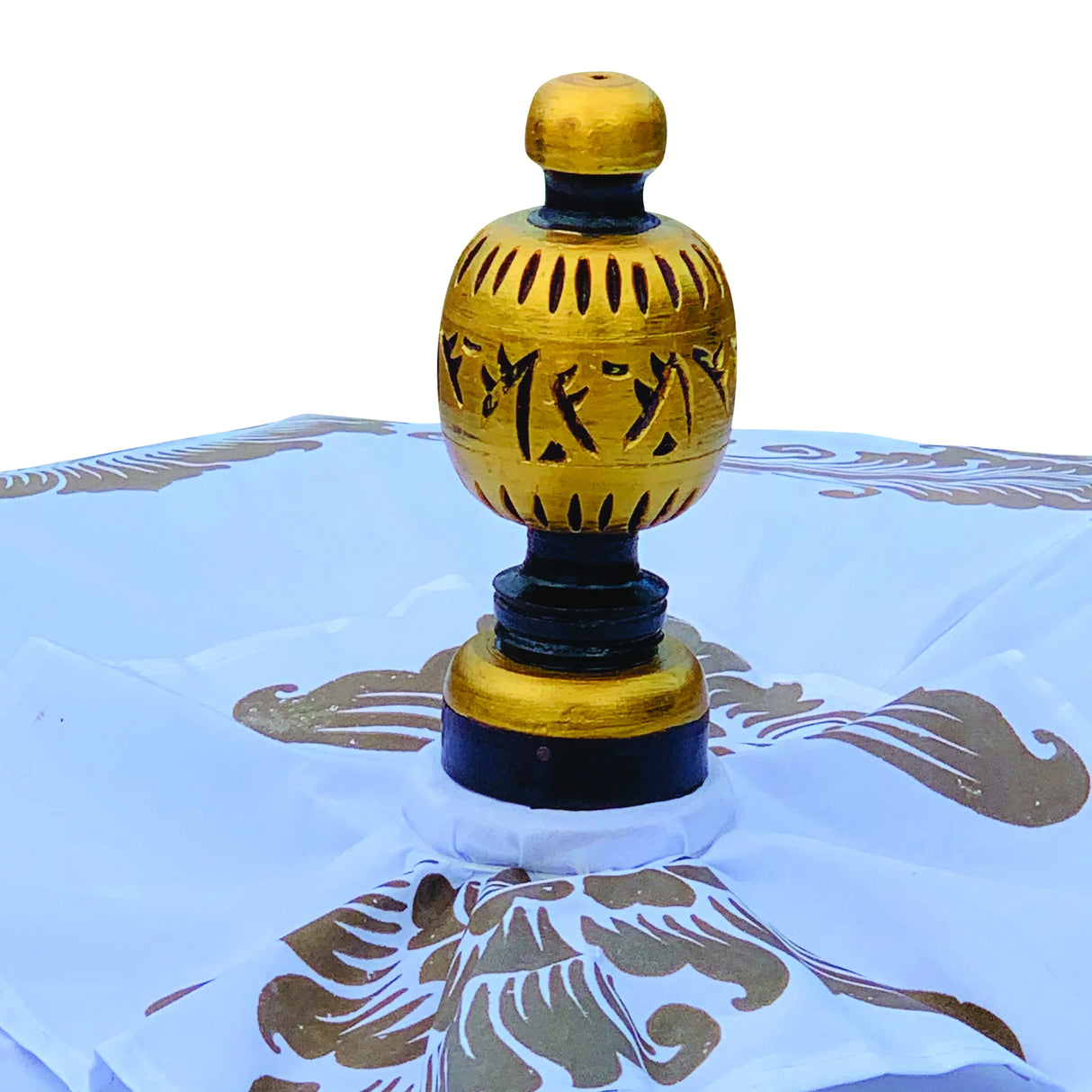 BALI SUN PARASOL WHITE AND GOLD KNOCK DOWN (with Pole Joint)