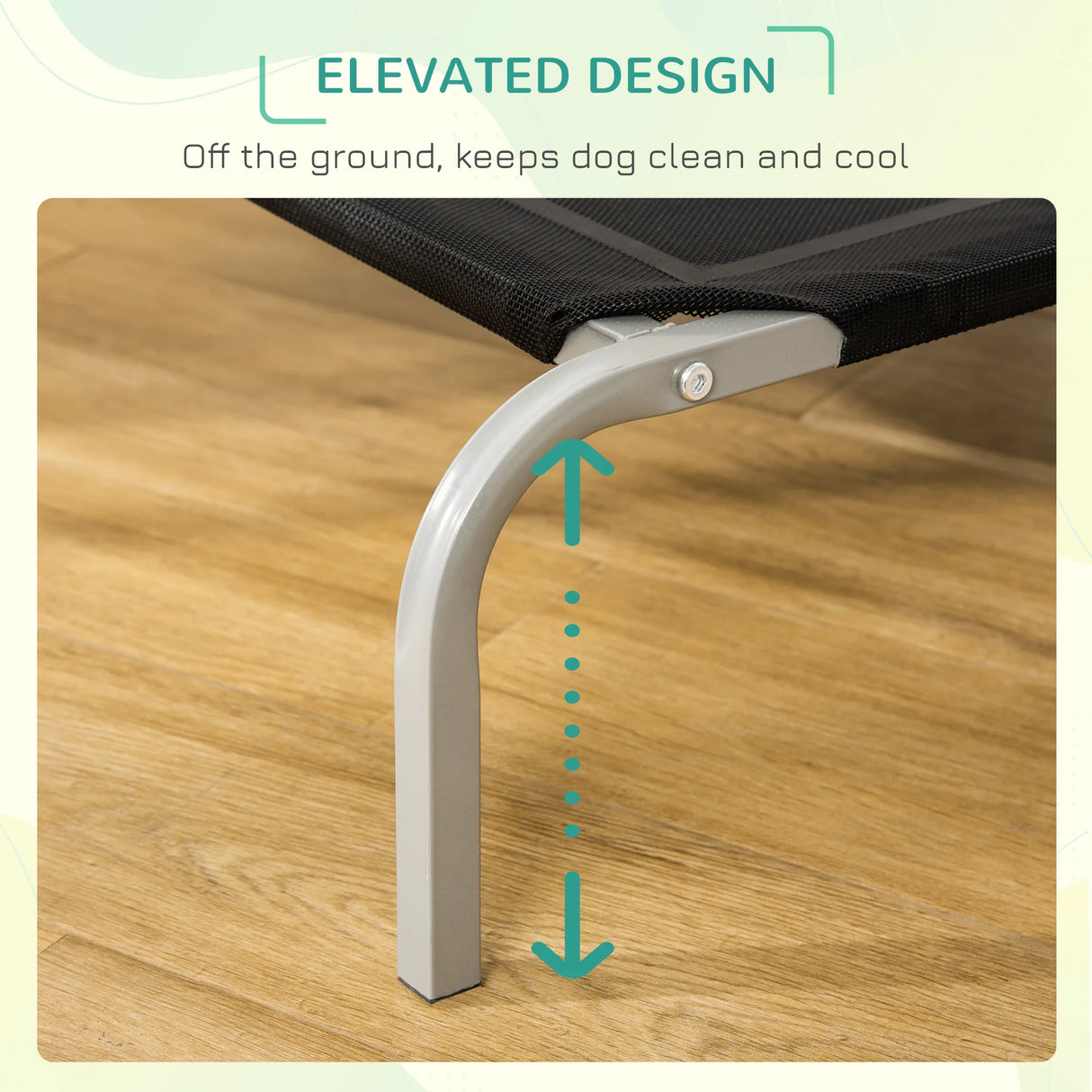 PawHut Elevated Pet Bed Cooling Raised Cot Style Bed for Large Medium Sized Dogs with Non-slip Pads Steel Frame Breathable Mesh Fabric, 110 x 75 x 20 cm - Black