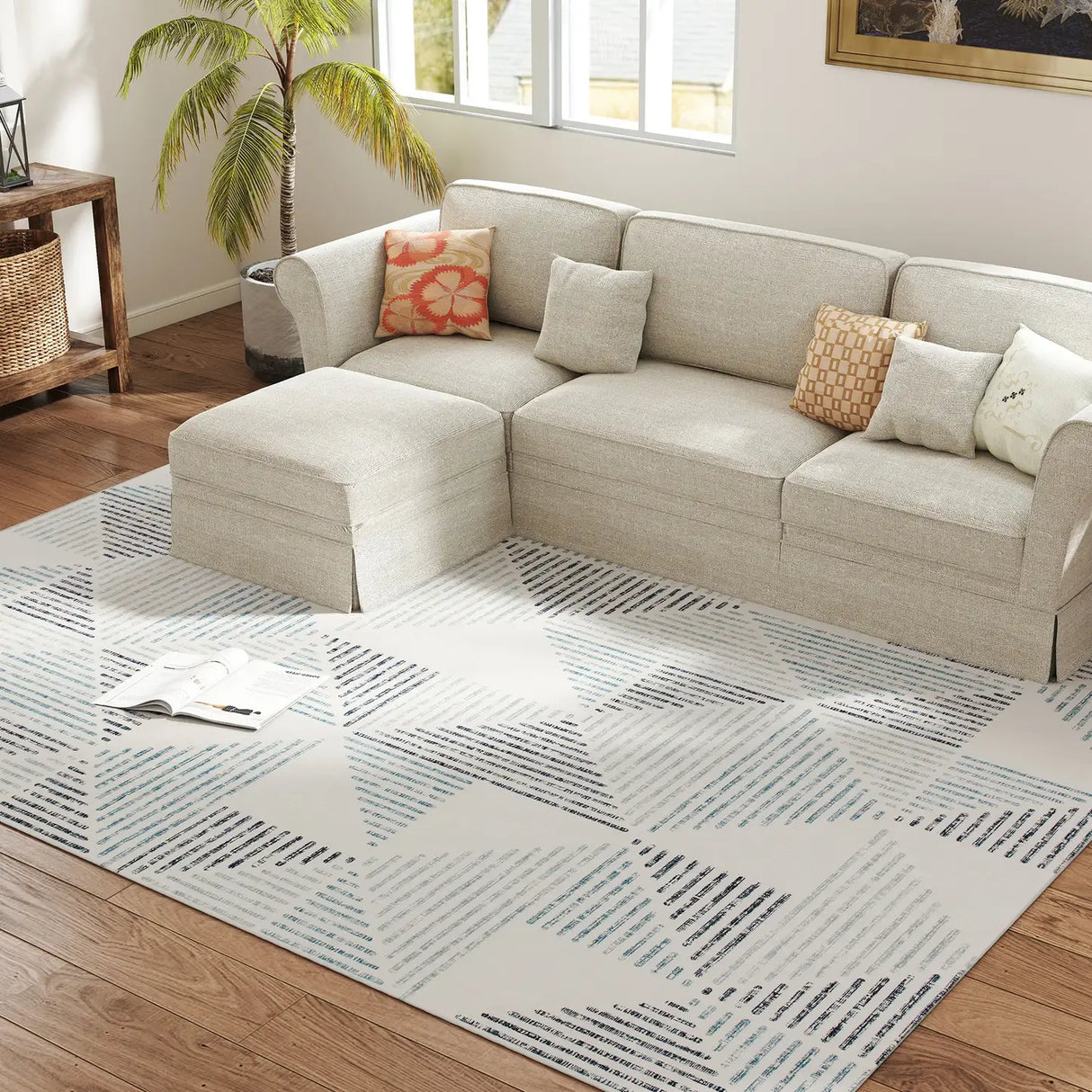 HOMCOM Modern Area Rug, Geometric Pattern Non-Slip Washable Rug, Soft Floor Carpet for Living Room, Bedroom, Dining Room, Home Office, 290 x 200 cm, Multi-Coloured