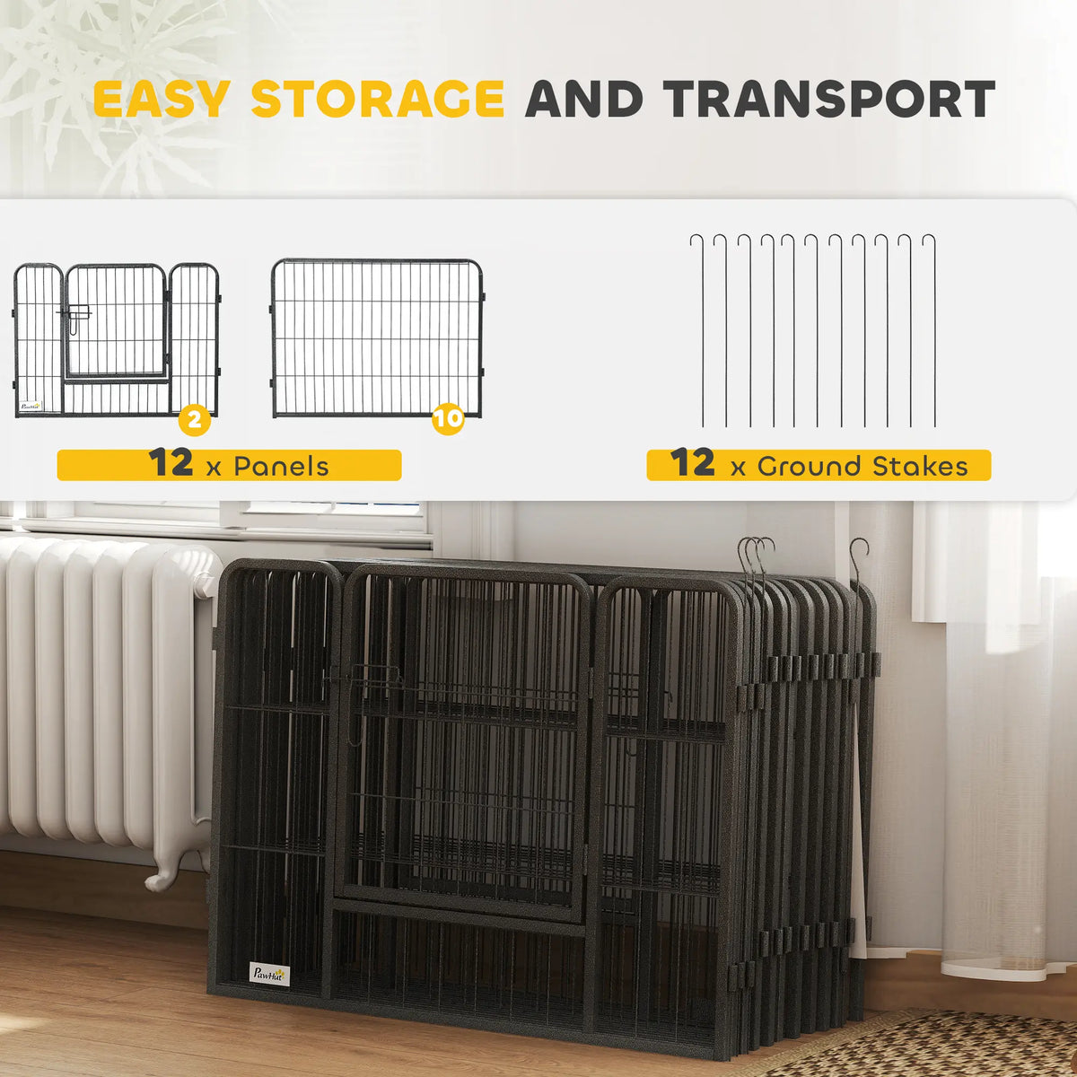 PawHut 12 Panels Heavy Duty Puppy Playpen, for Small Dogs, Indoor and Outdoor Use - Silver